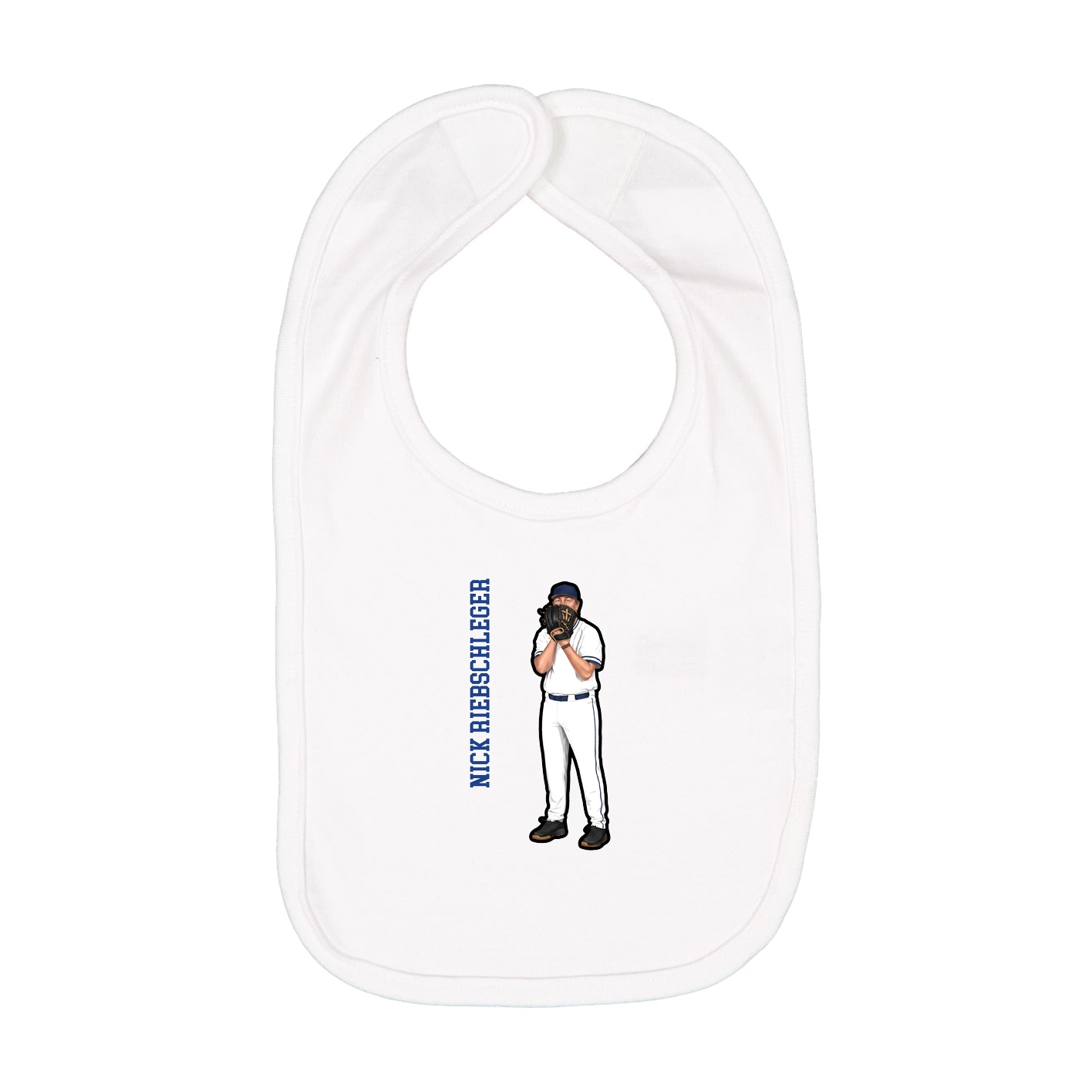 Infant Bib — Name Vertical in White