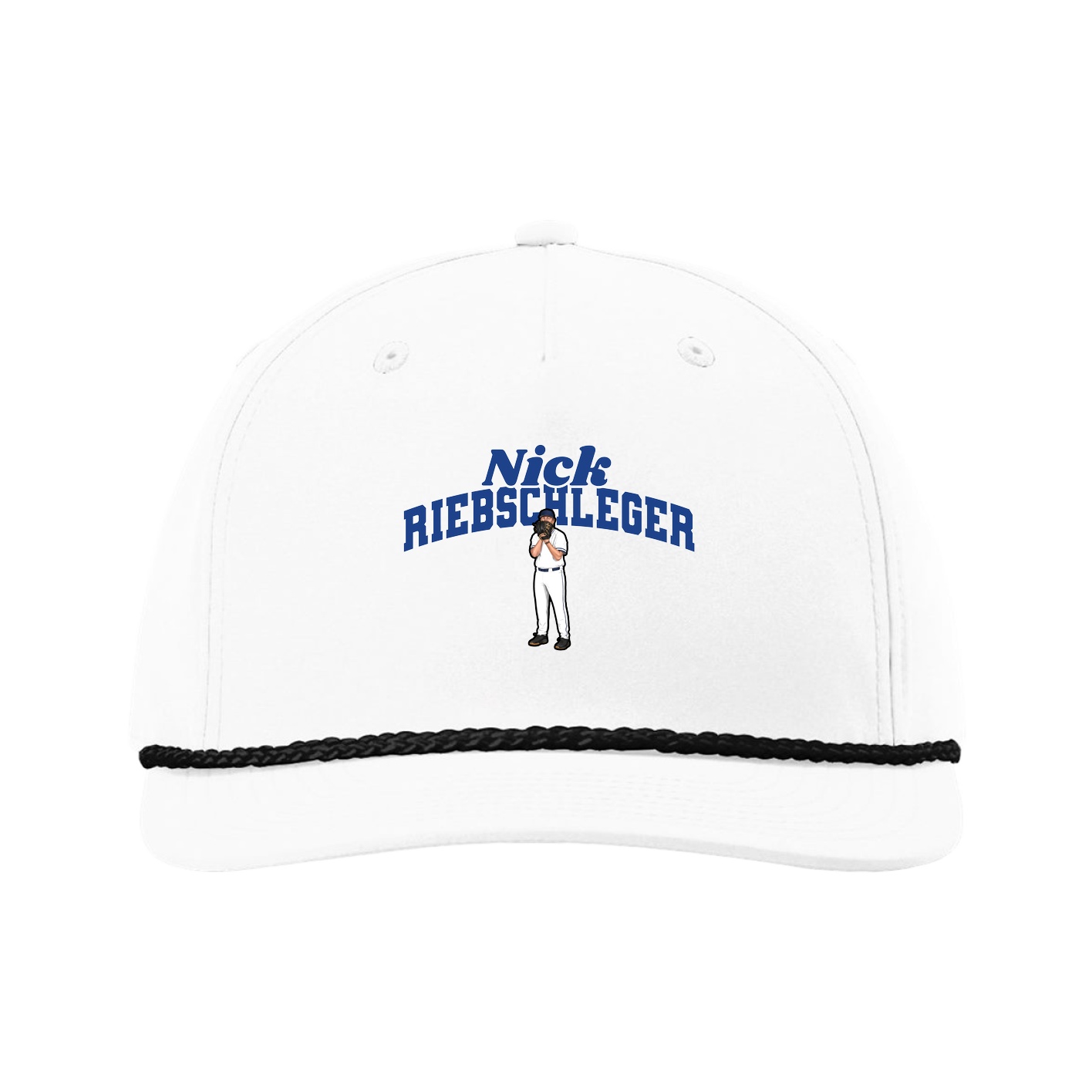 Five-Panel Classic Rope Cap — Signature Arch in White