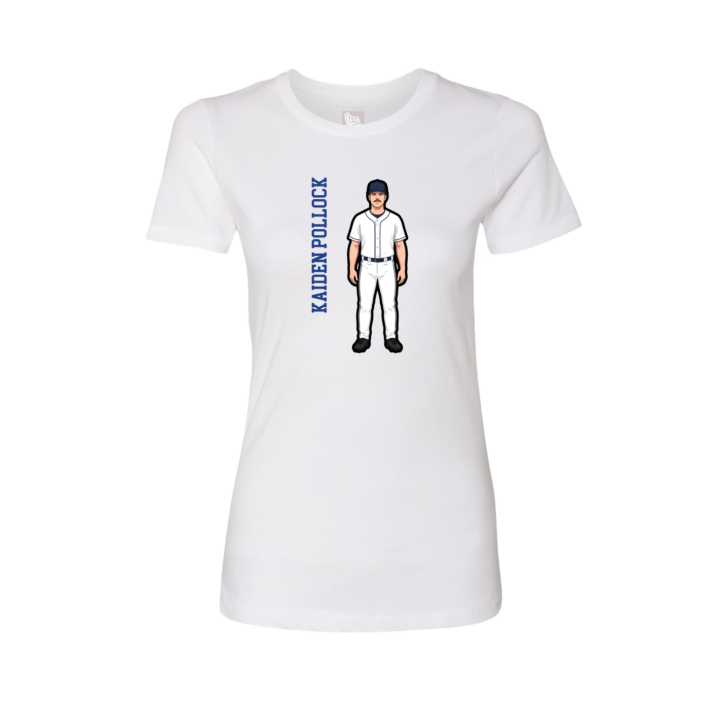 Fitted Women's Tee — Name Vertical in White