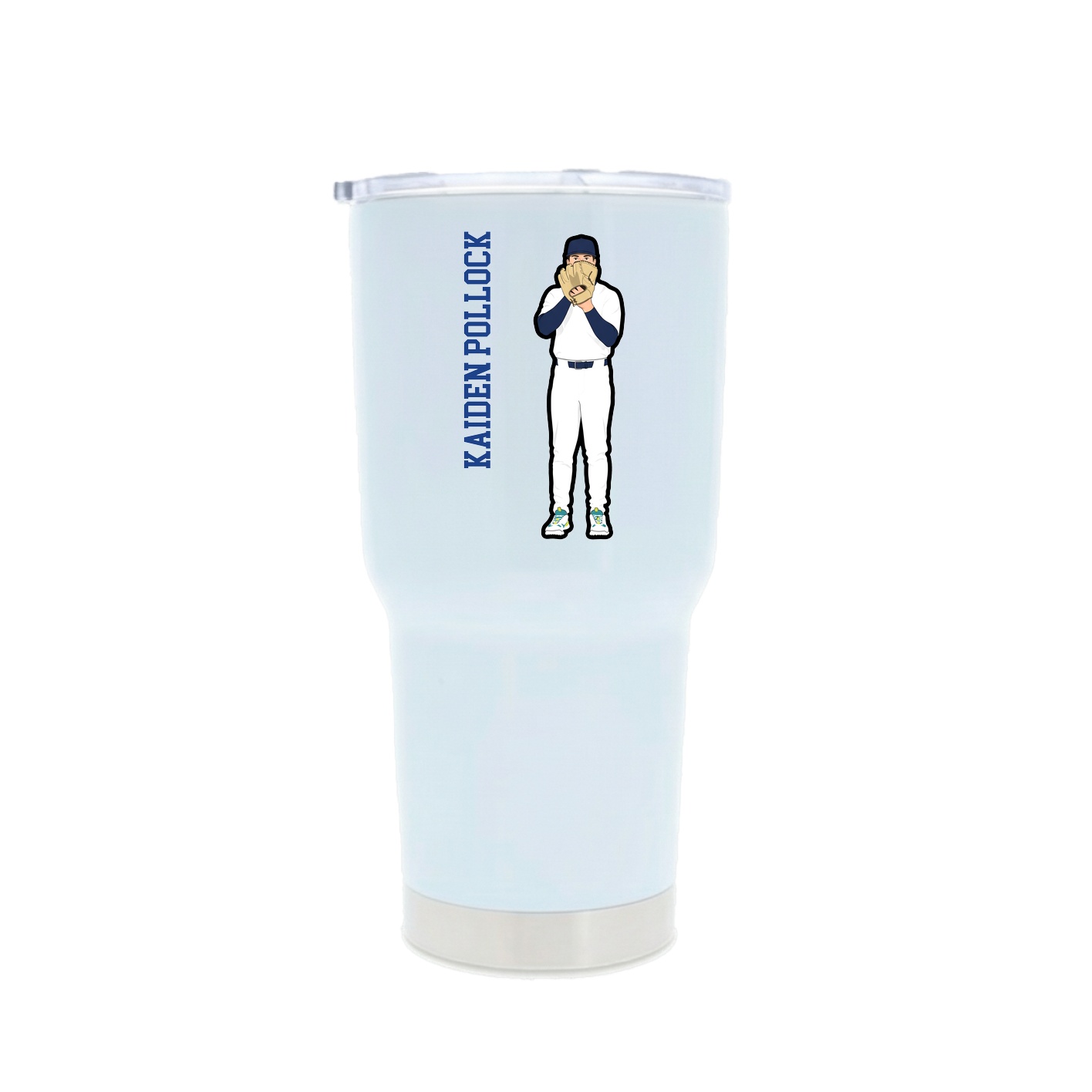 30oz Stainless Steel Tumbler — Name Vertical in White