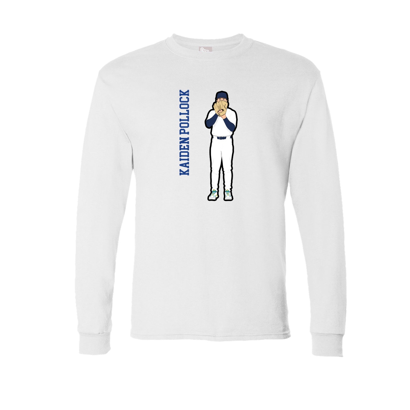 Long Sleeve Tee — Name Vertical in White