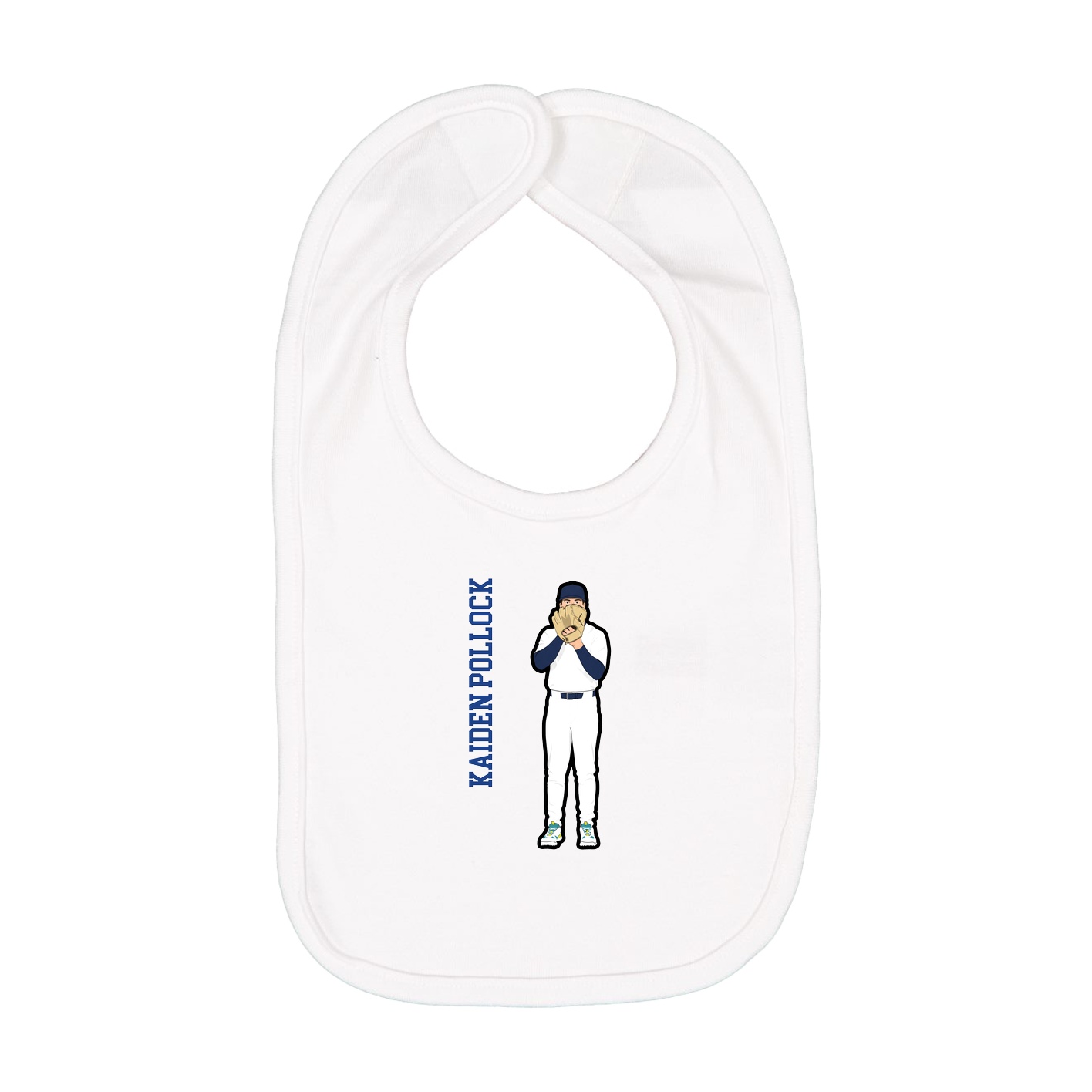Infant Bib — Name Vertical in White