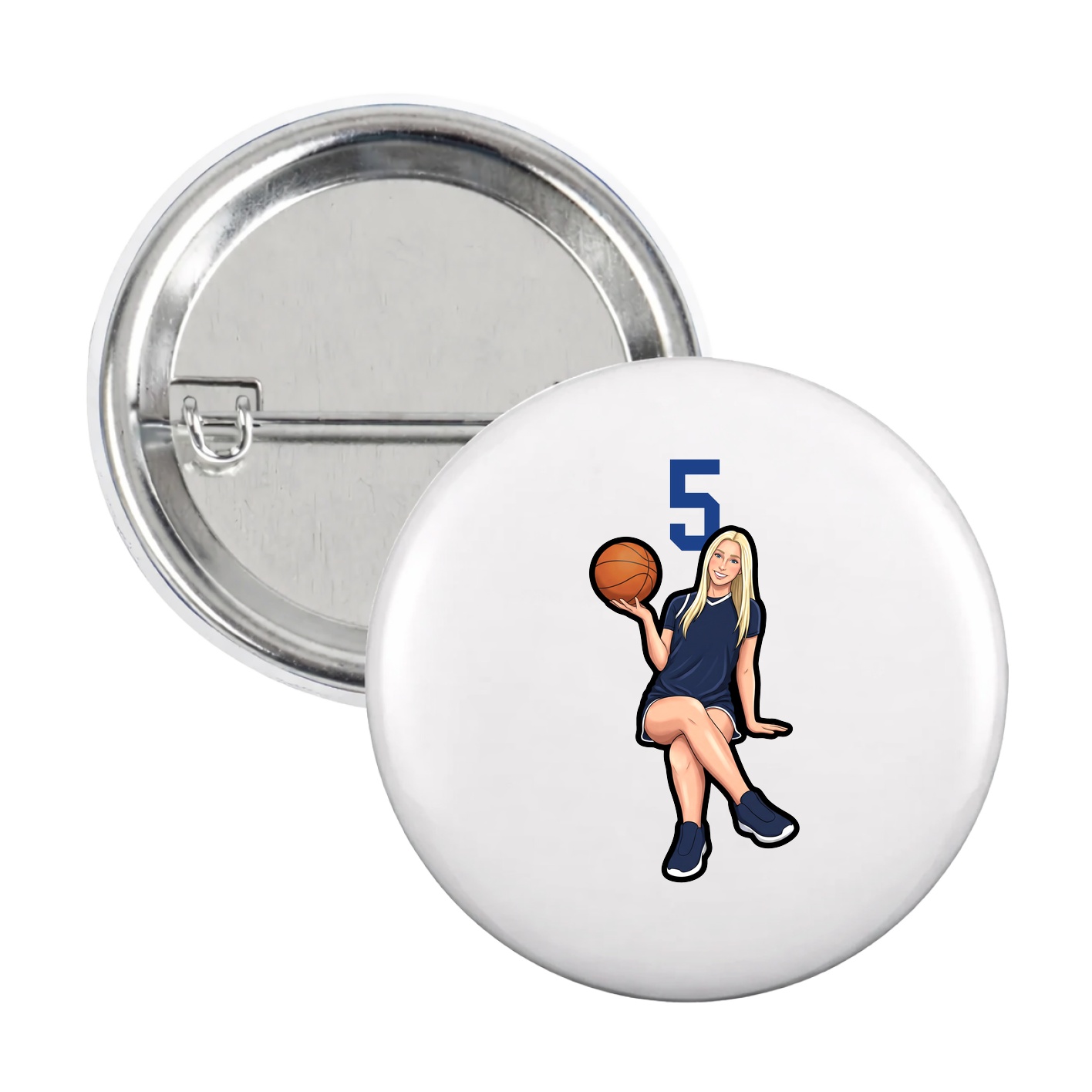 Game Day Button — Number Top in White