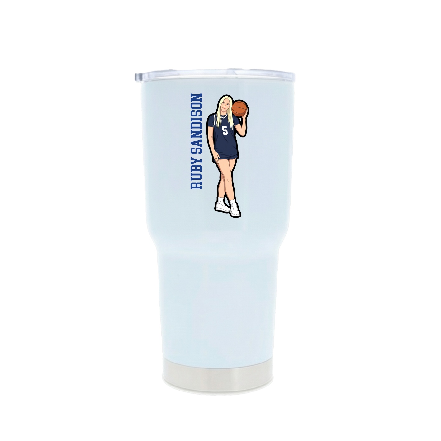 30oz Stainless Steel Tumbler — Name Vertical in White