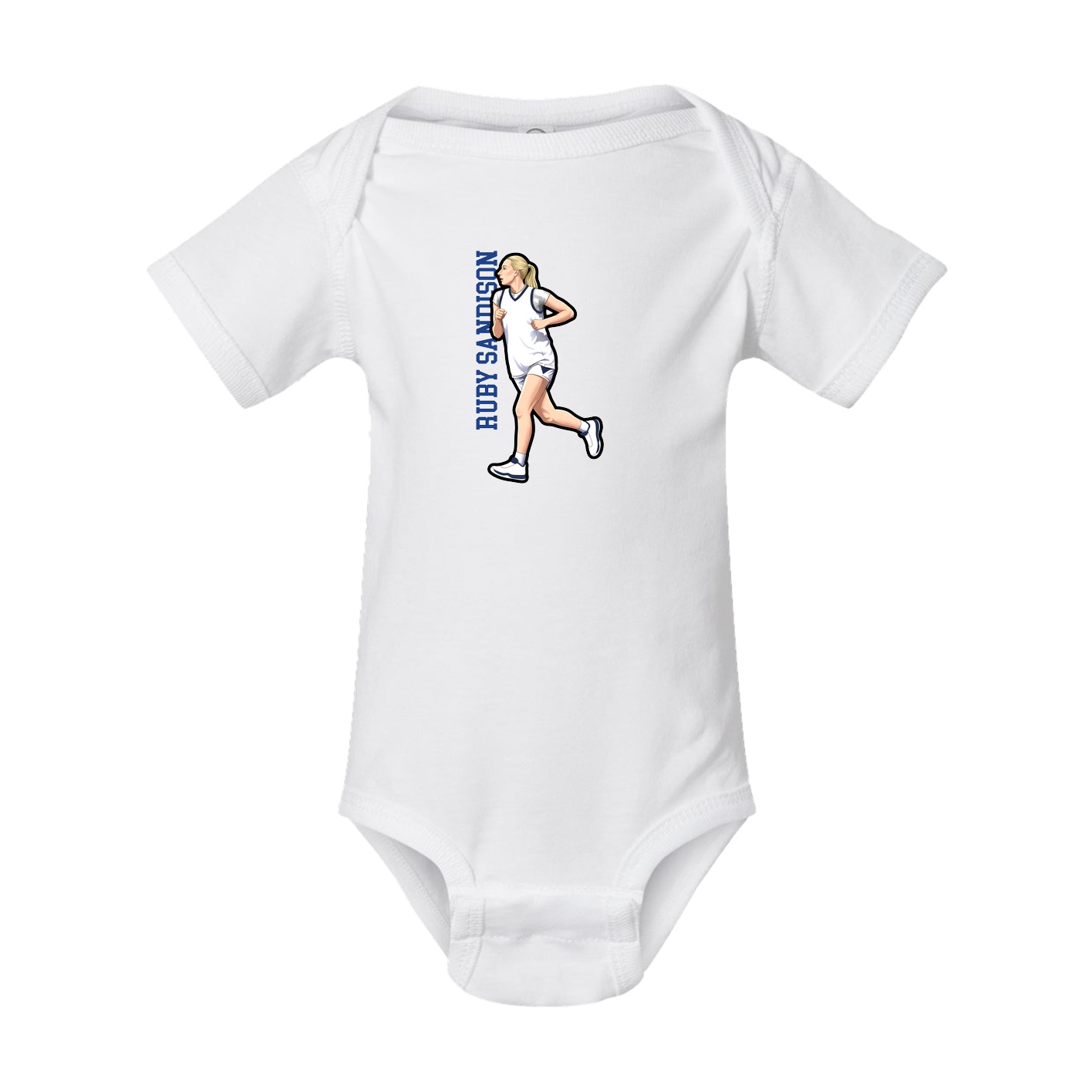 Baby Onesie — Name Vertical in White