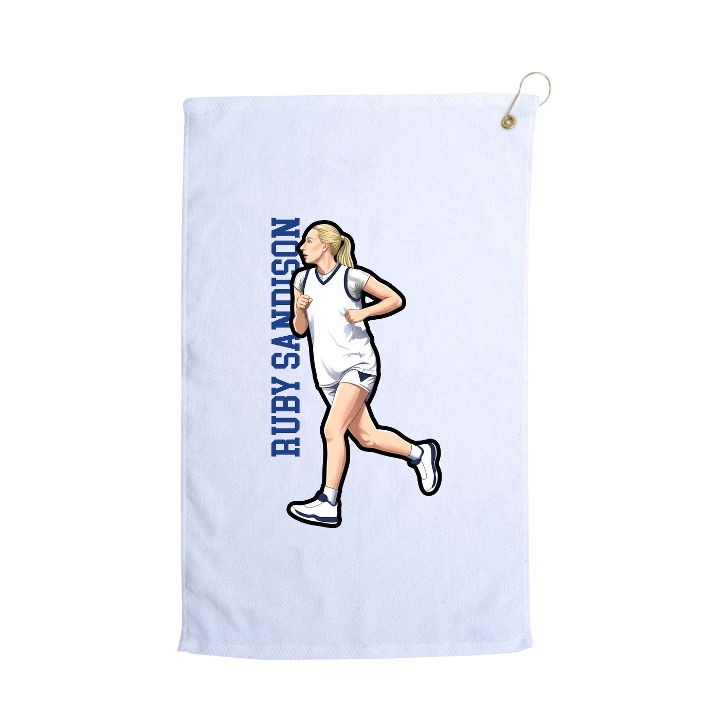Golf Towel — Name Vertical in White