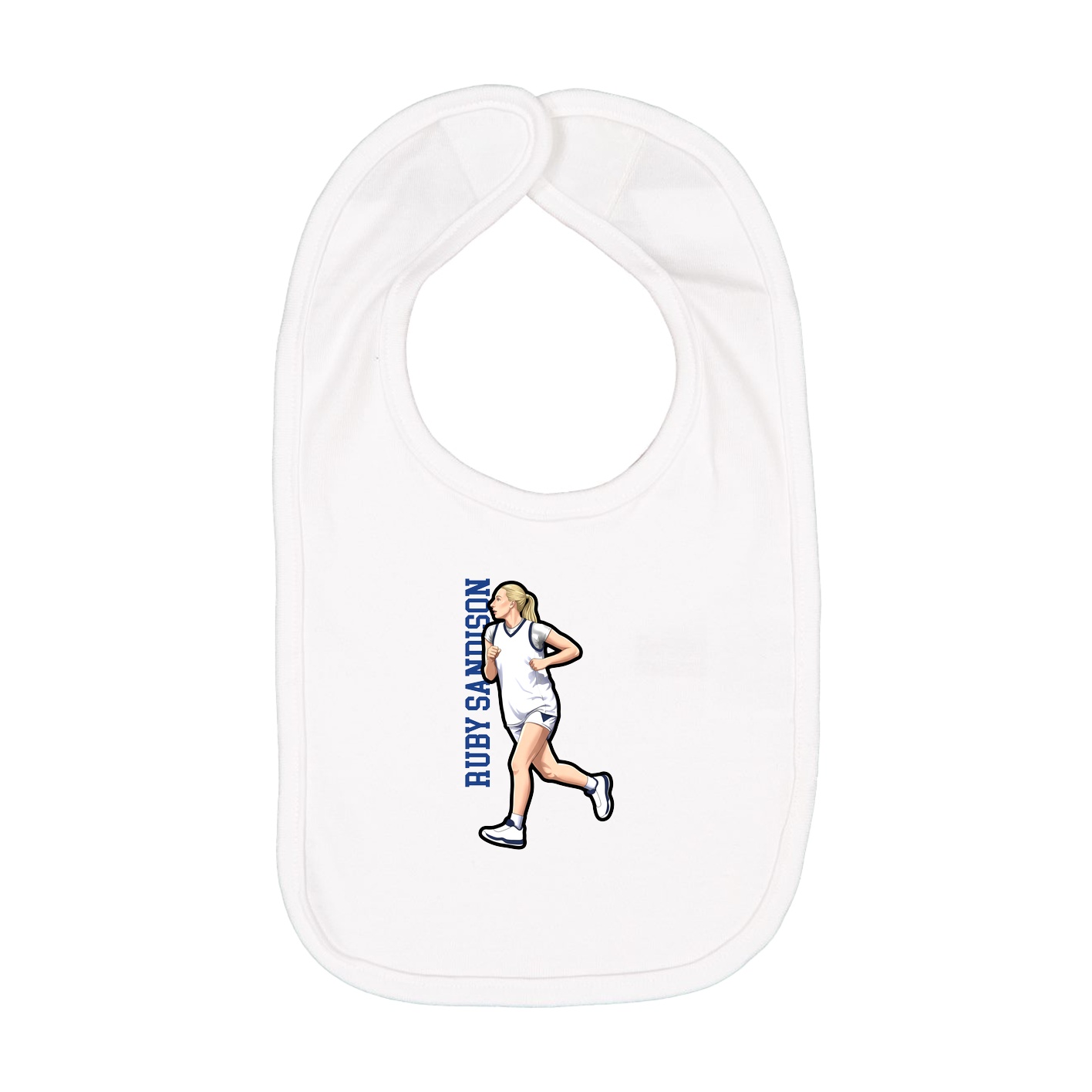 Infant Bib — Name Vertical in White
