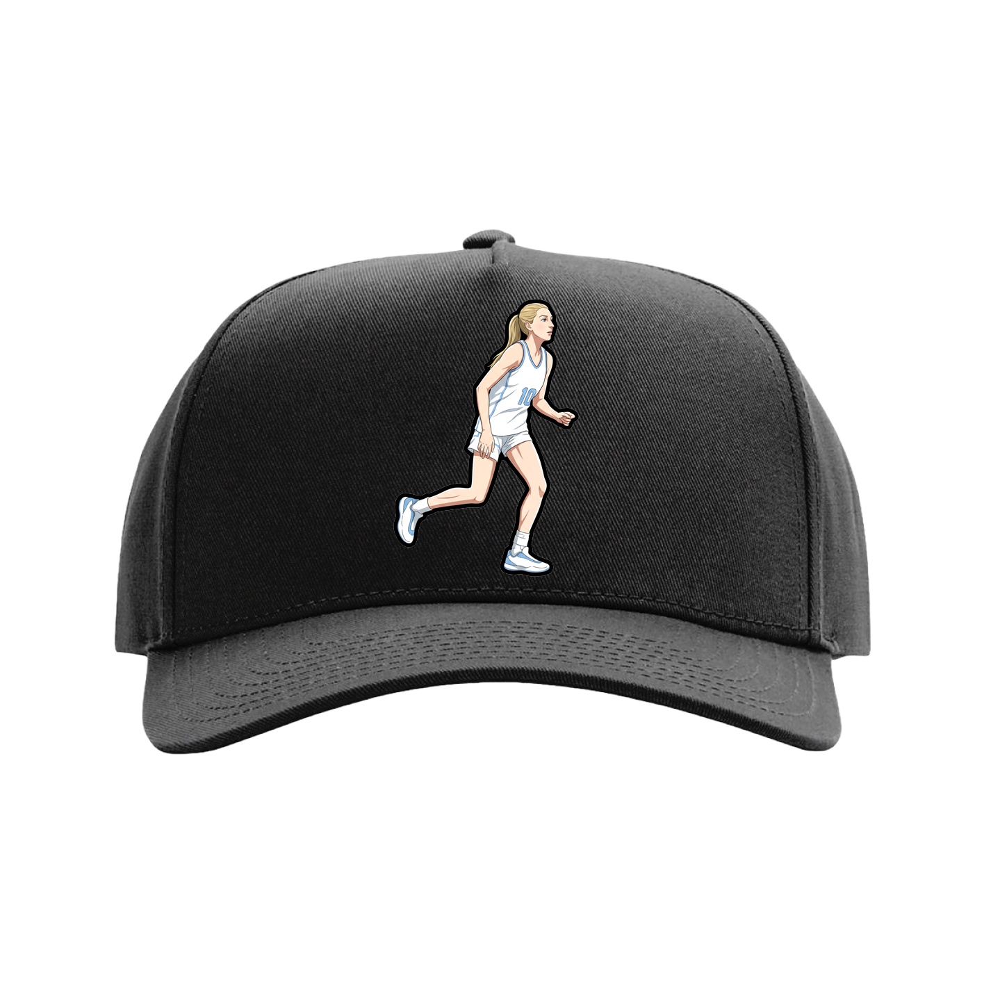 Full Fabric Five-Panel Champ Cap — Name Vertical in Black