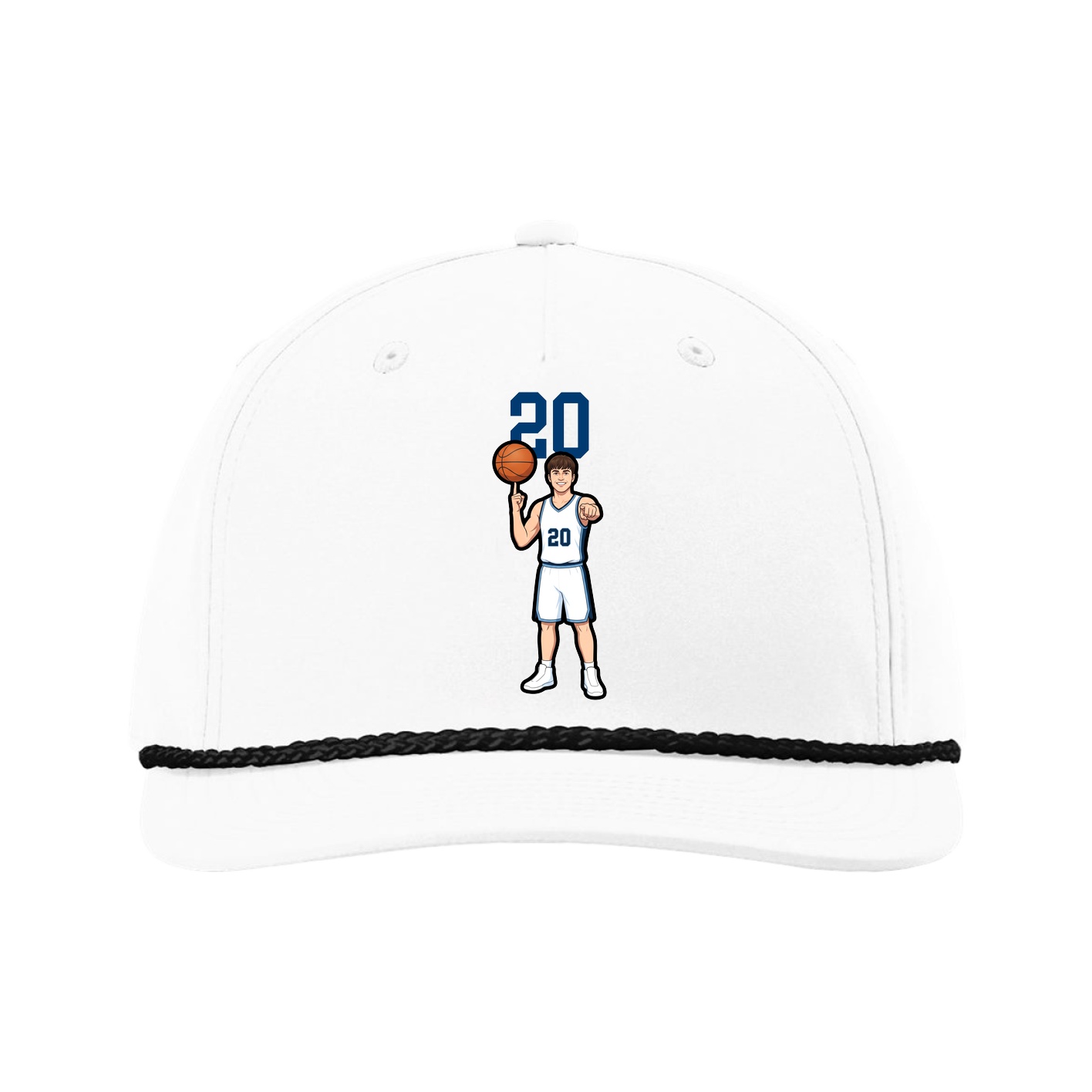 Five-Panel Classic Rope Cap — Number Top in White