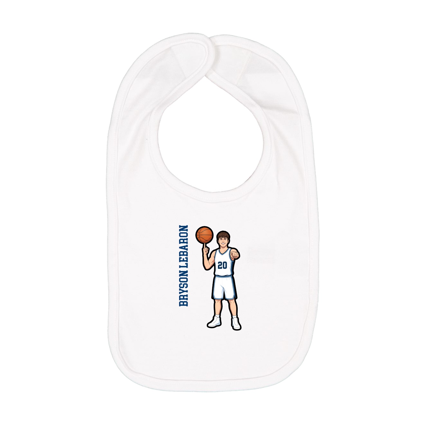 Infant Bib — Name Vertical in White