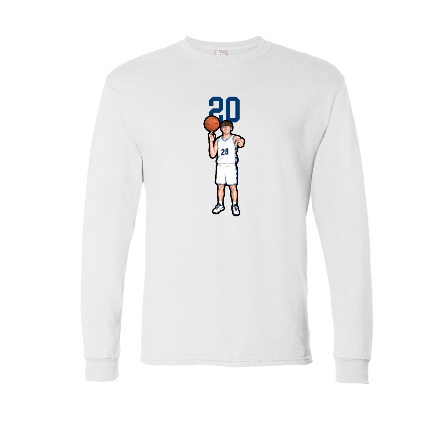 Long Sleeve Tee — Number Top in White