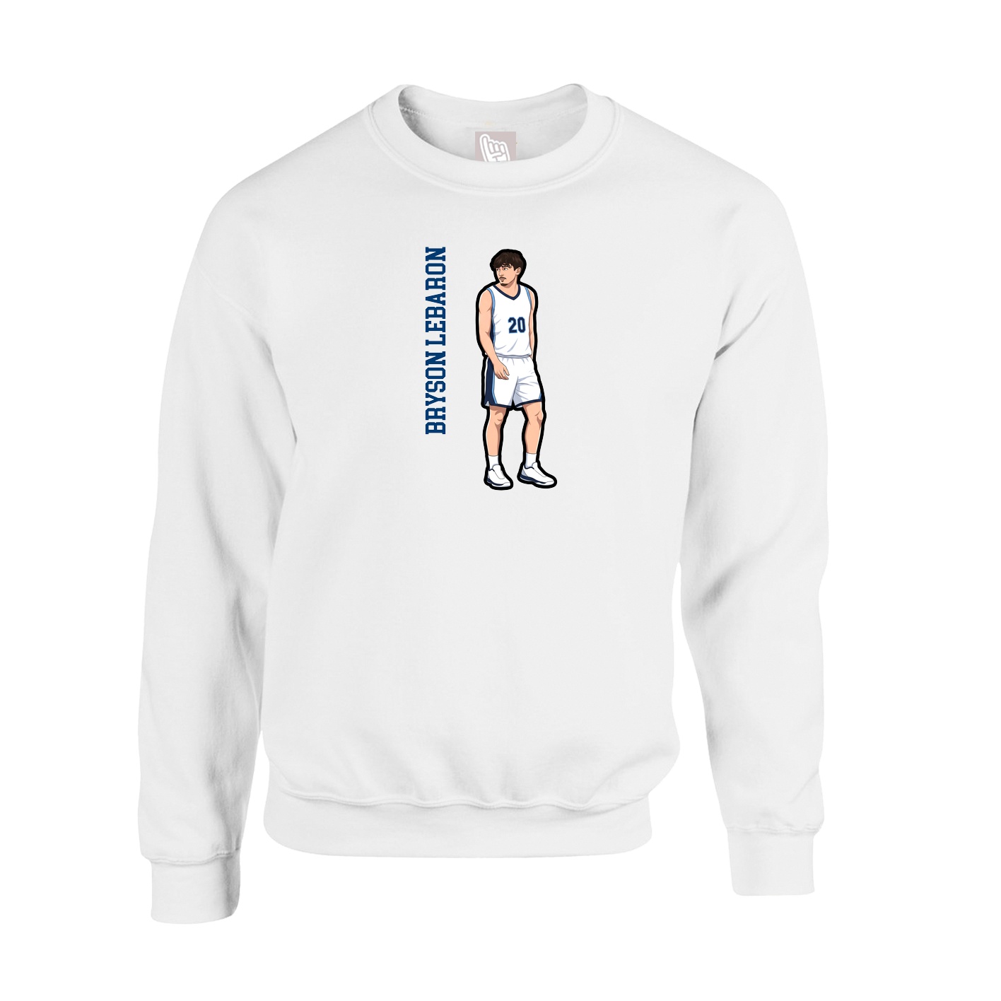 Fleece Crew — Name Vertical in White