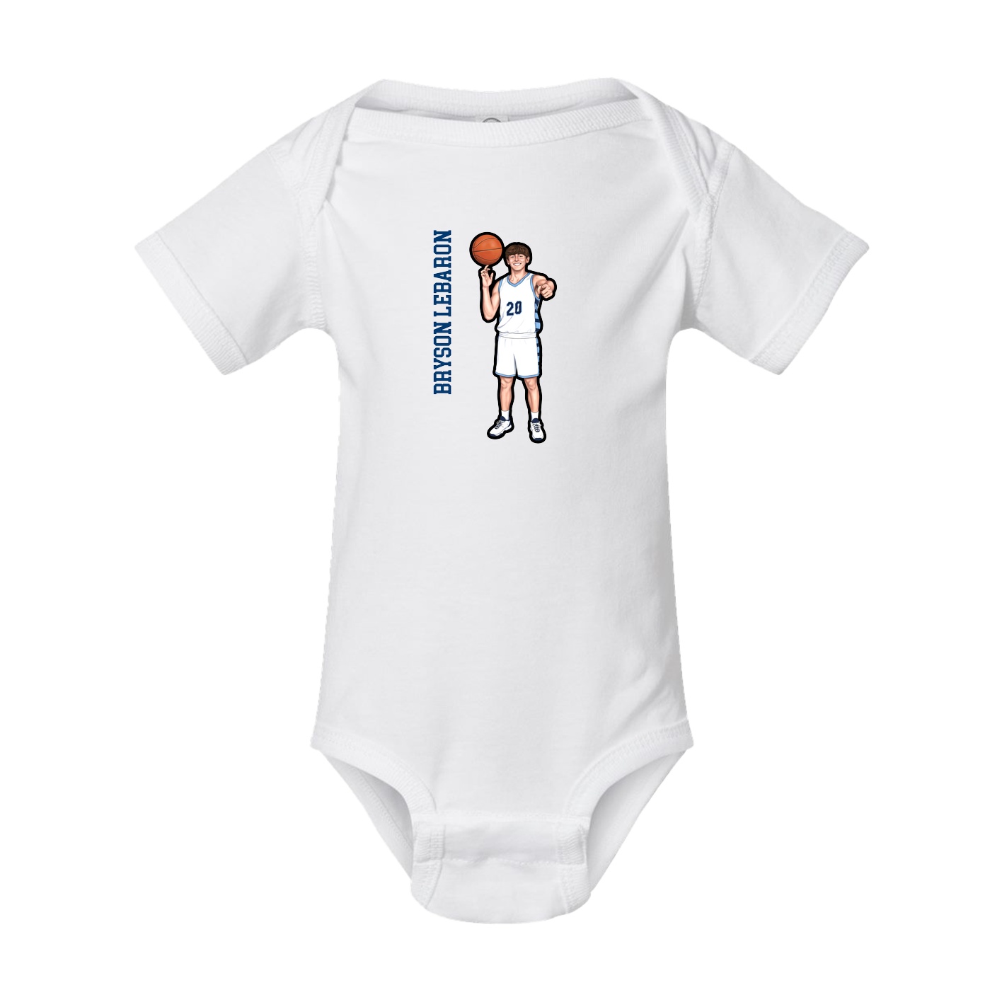 Baby Onesie — Name Vertical in White