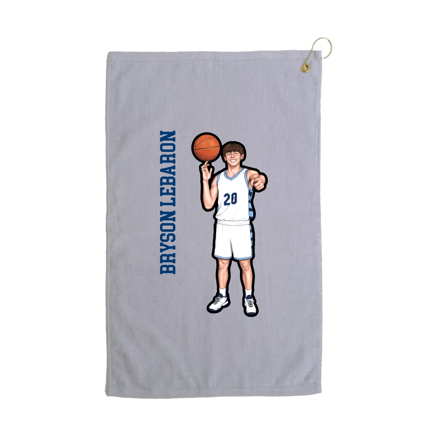 Golf Towel — Name Vertical in Grey