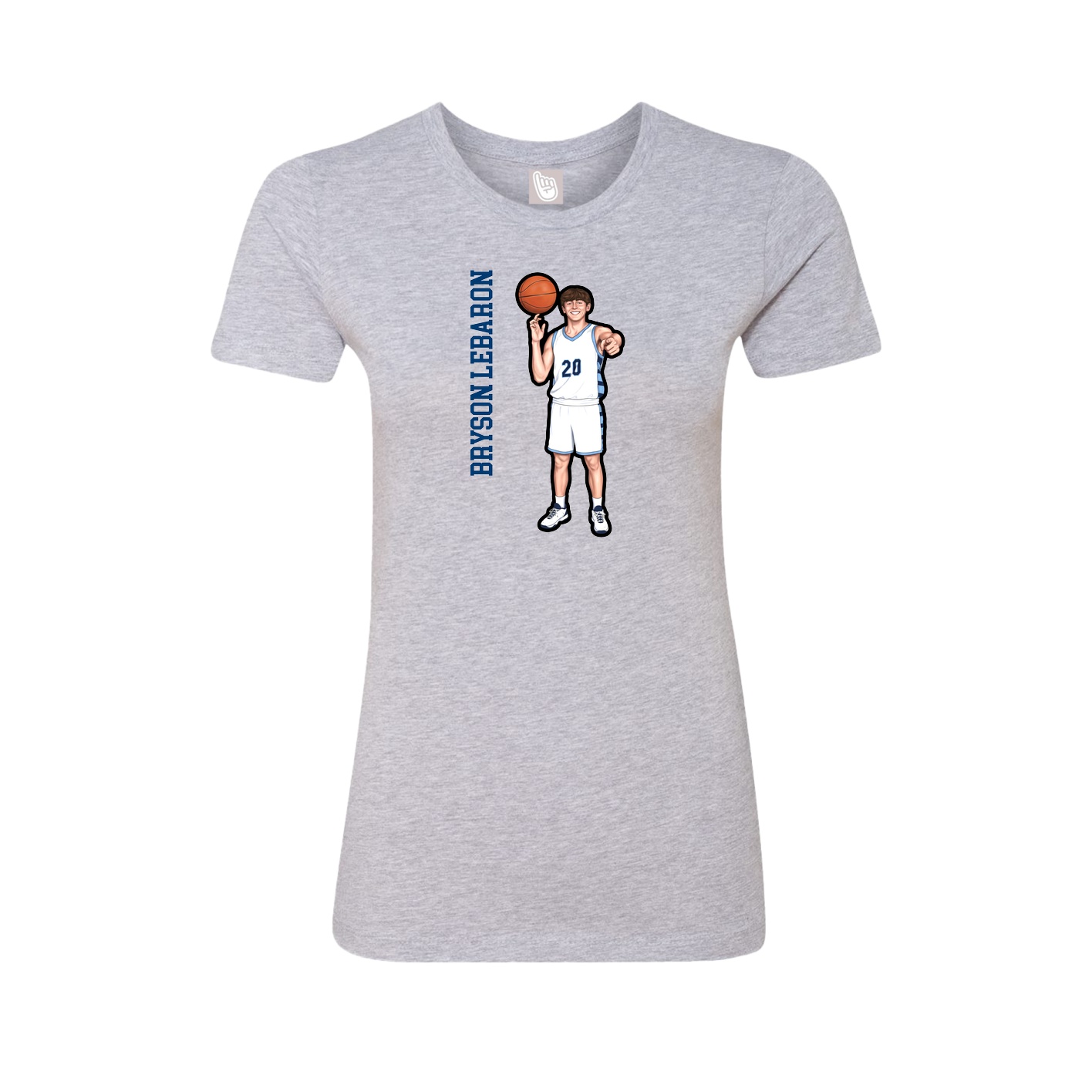 Fitted Women's Tee — Name Vertical in Grey
