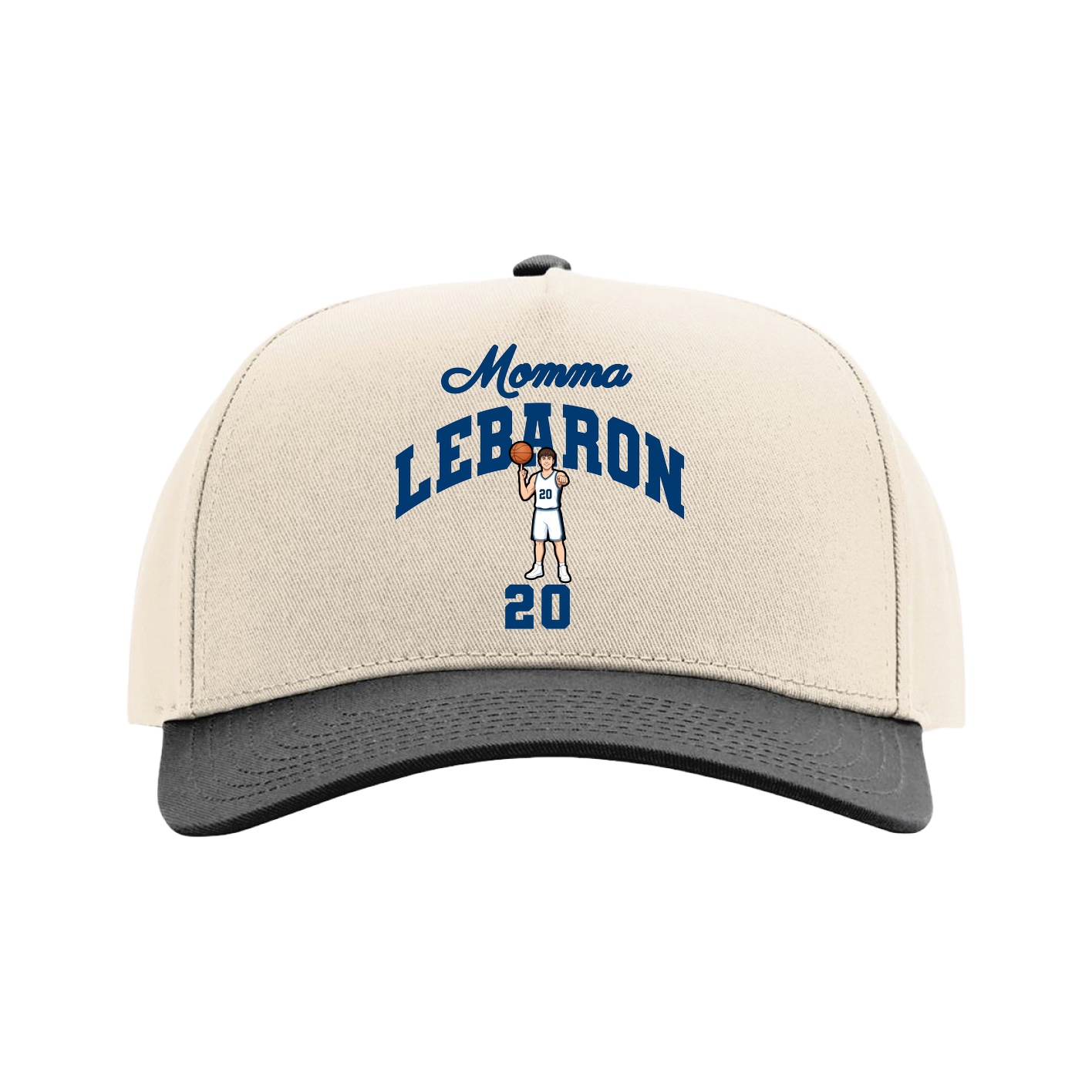 Full Fabric Five-Panel Champ Cap — Mothers Day Arch in Cream/Black