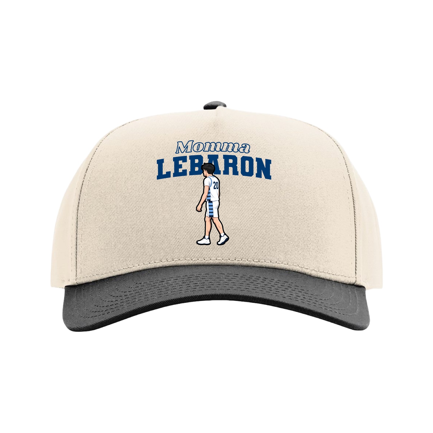 Full Fabric Five-Panel Champ Cap — Mothers Day Block in Cream/Black