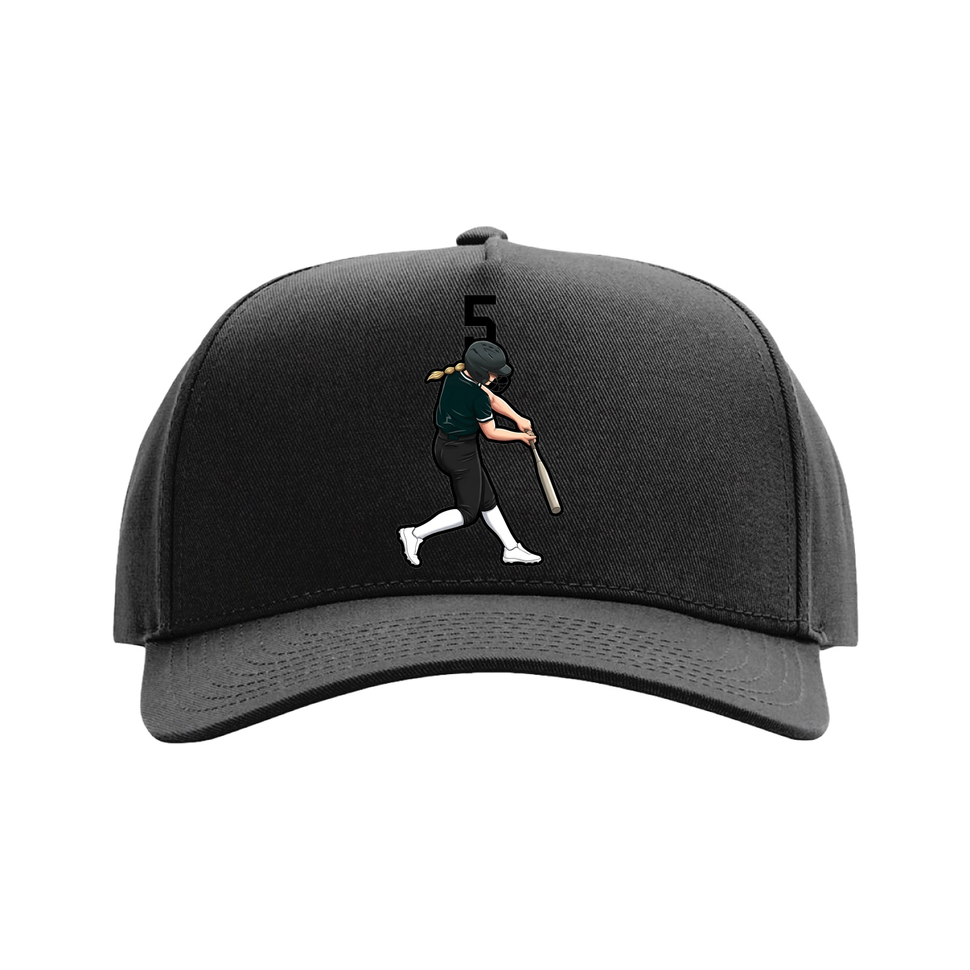 Full Fabric Five-Panel Champ Cap — Number Top in Black