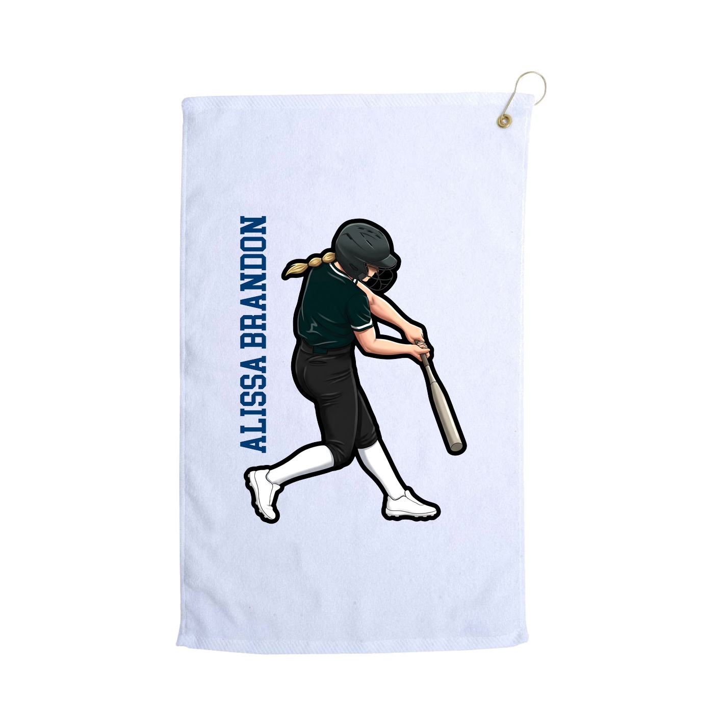 Golf Towel — Name Vertical in White