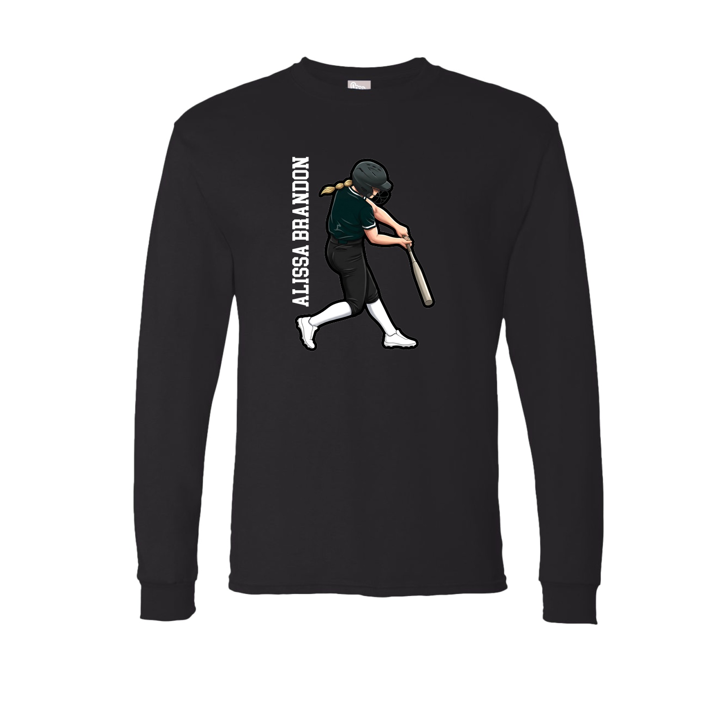 Long Sleeve Tee — Name Vertical in Black