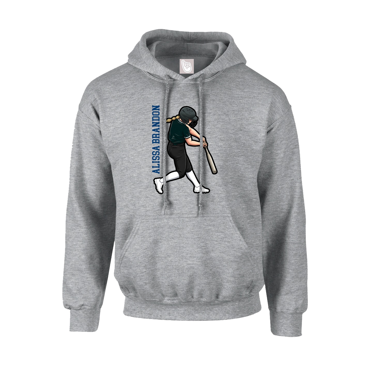 Youth Hoodie — Name Vertical in Grey