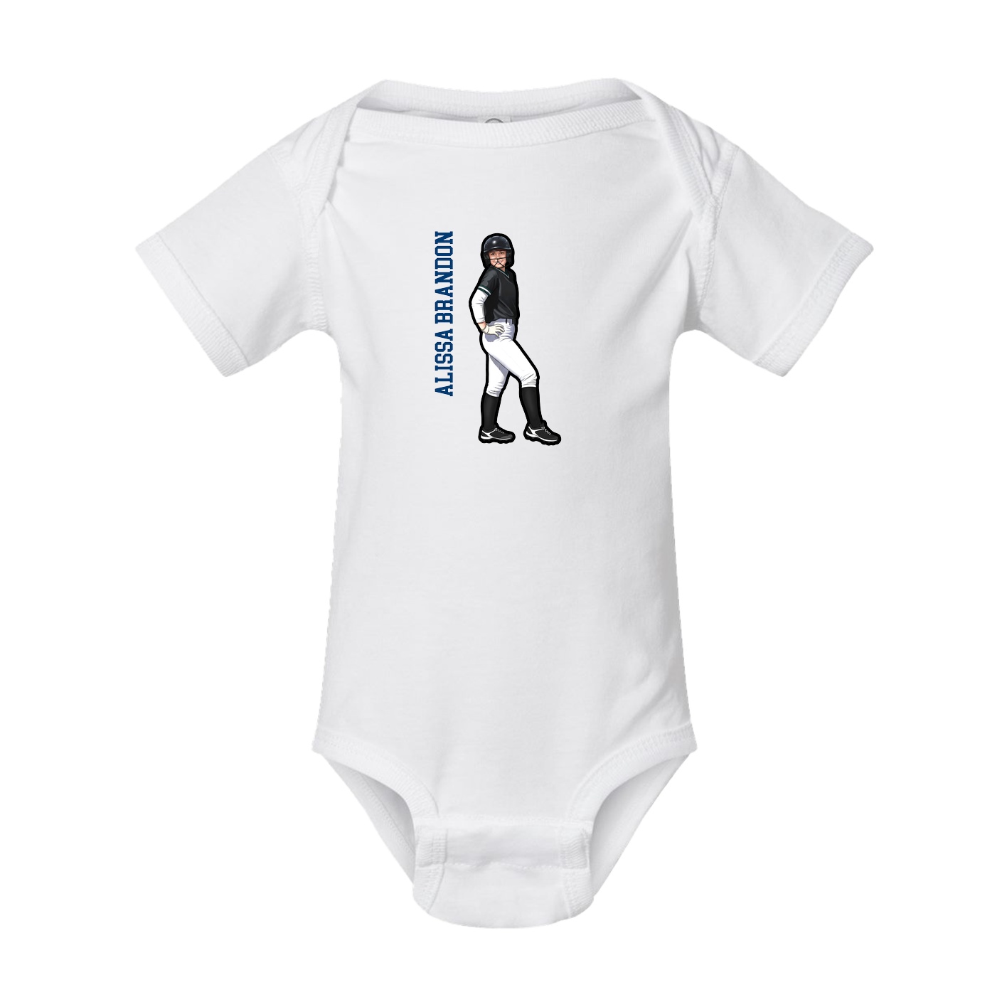 Baby Onesie — Name Vertical in White