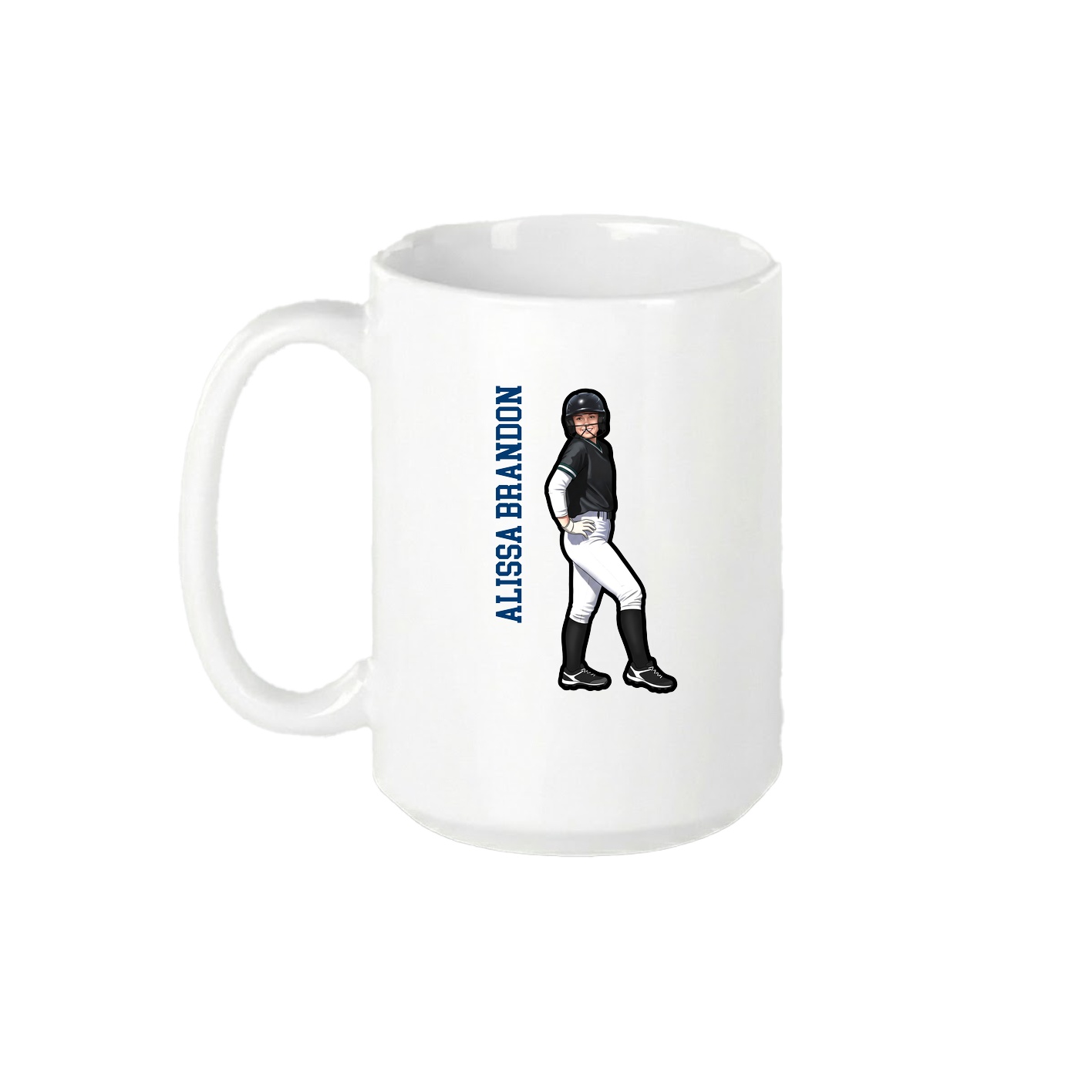 15oz Coffee Mug — Name Vertical in White