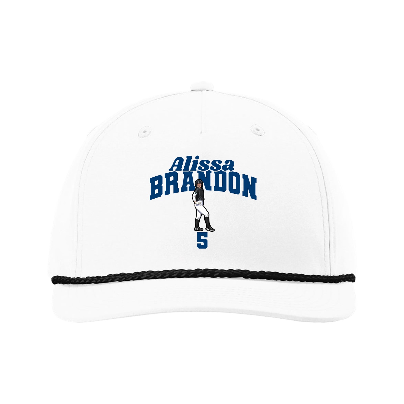 Five-Panel Classic Rope Cap — Signature Arch in White