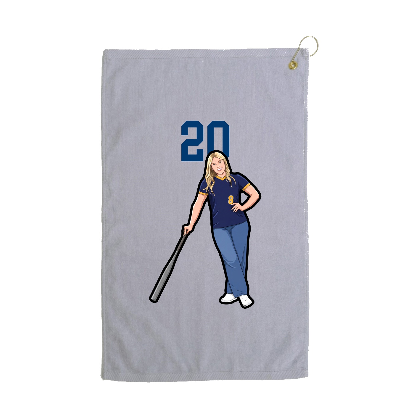 Golf Towel — Number Top in Grey