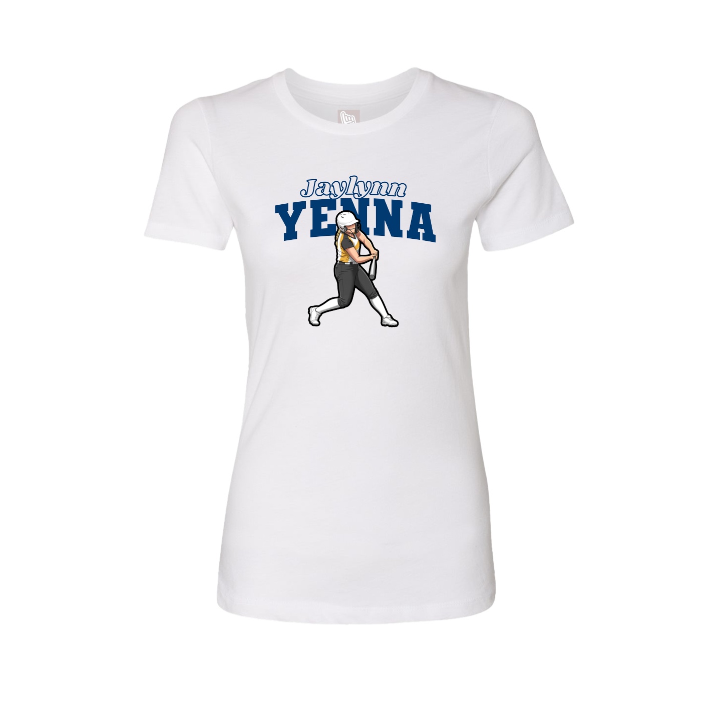 Fitted Women's Tee — Name Arch in White