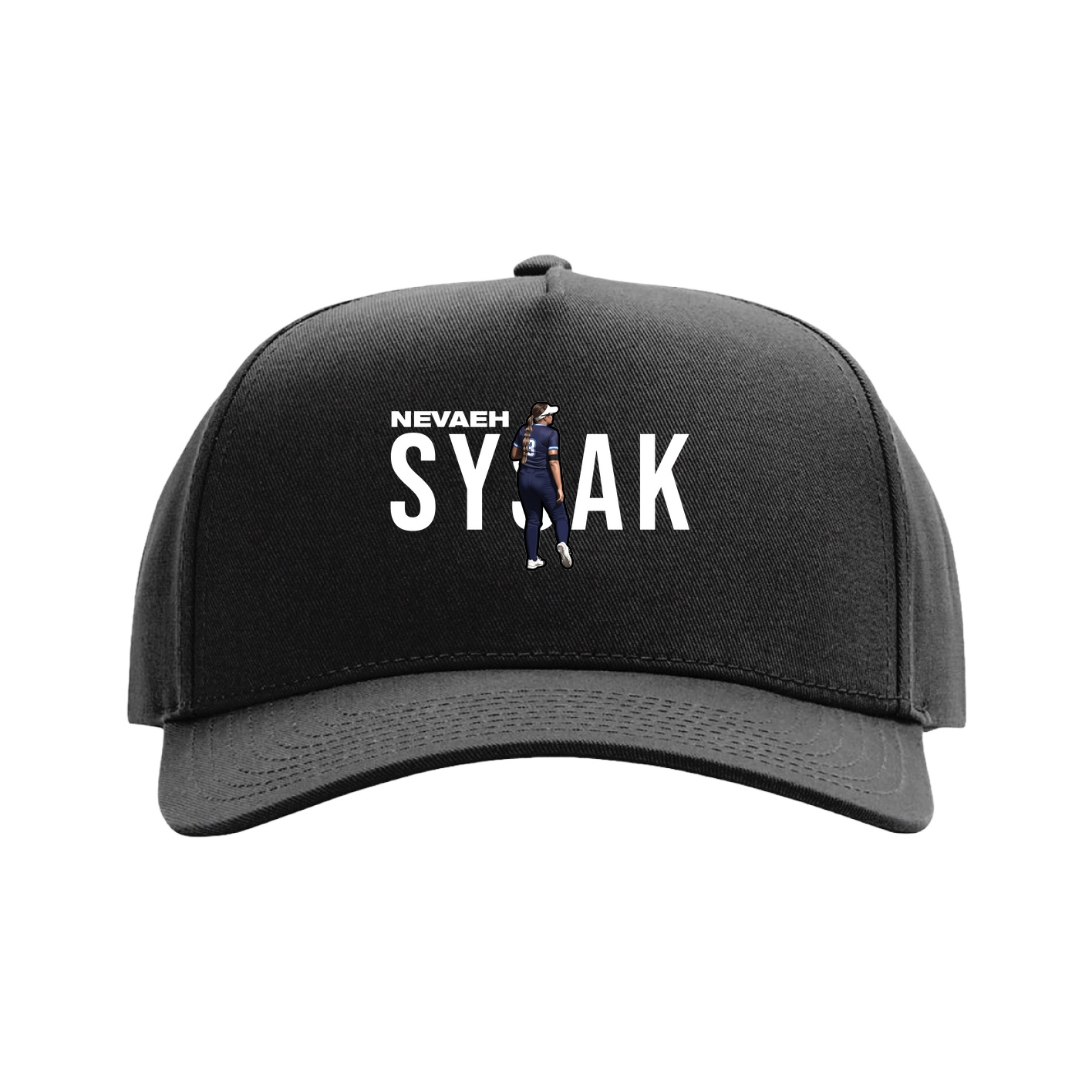 Full Fabric Five-Panel Champ Cap — Player Name in Black