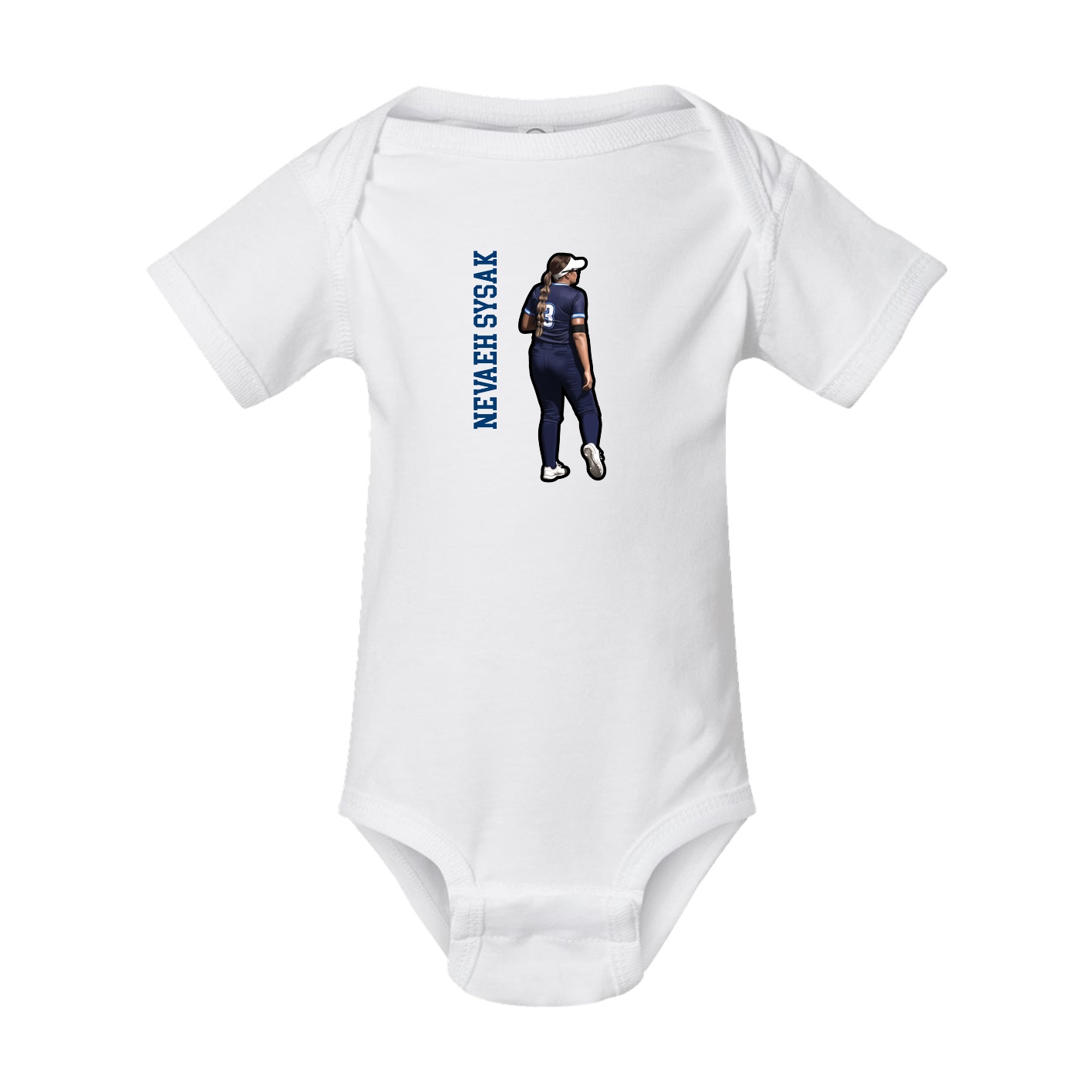 Baby Onesie — Name Vertical in White