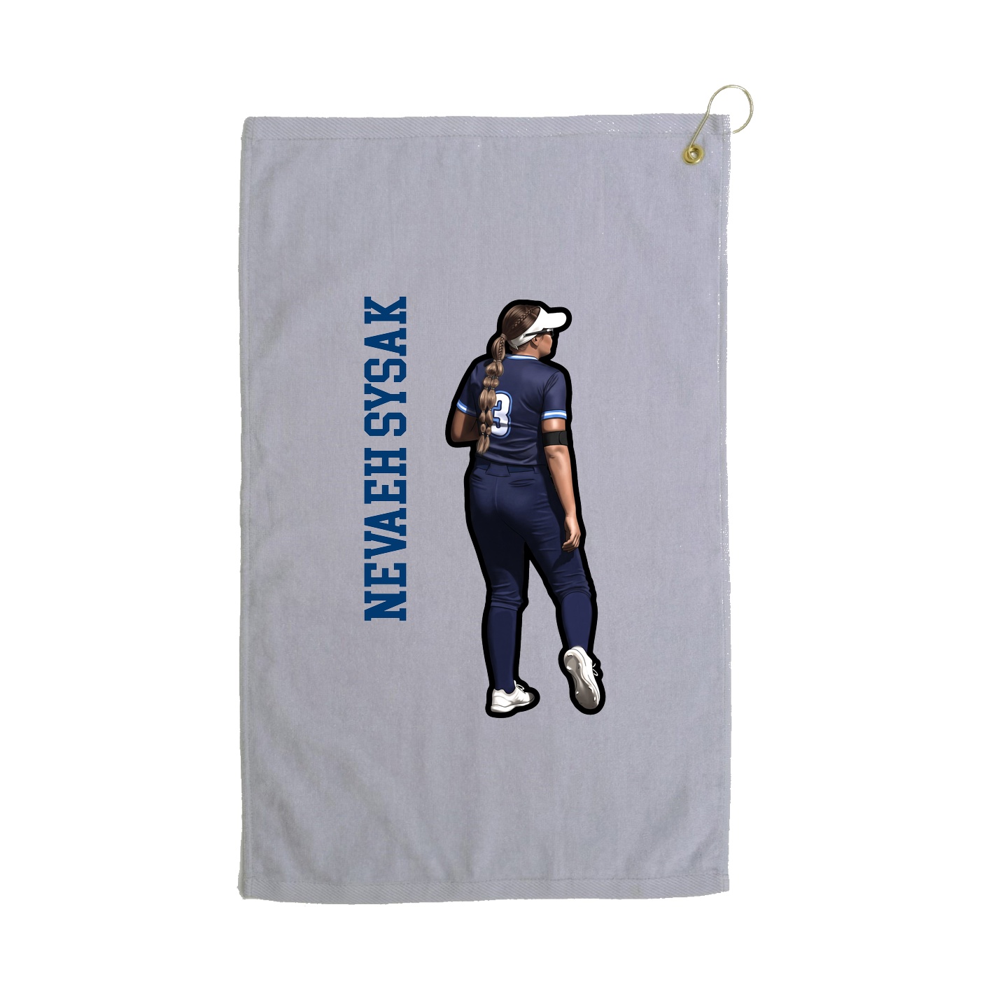 Golf Towel — Name Vertical in Grey