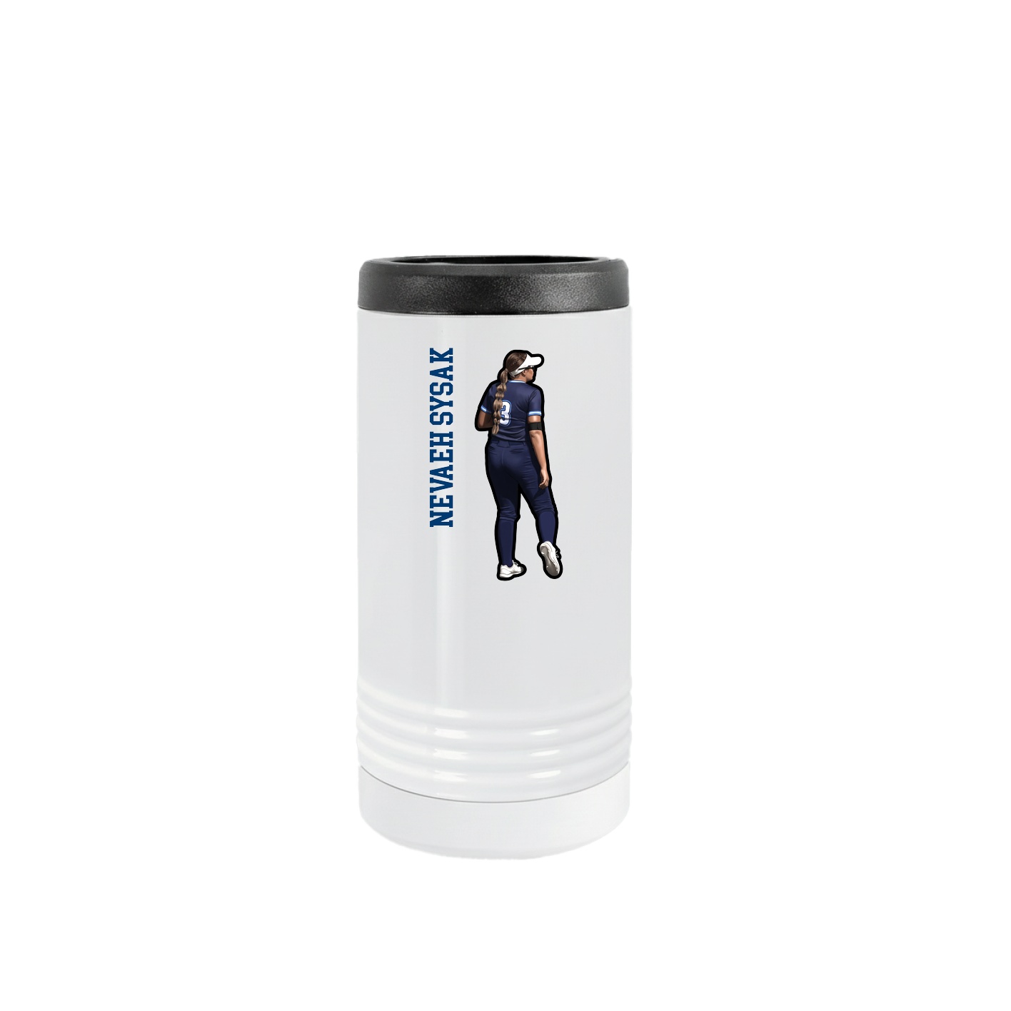 Slim Beverage Holder — Name Vertical in White