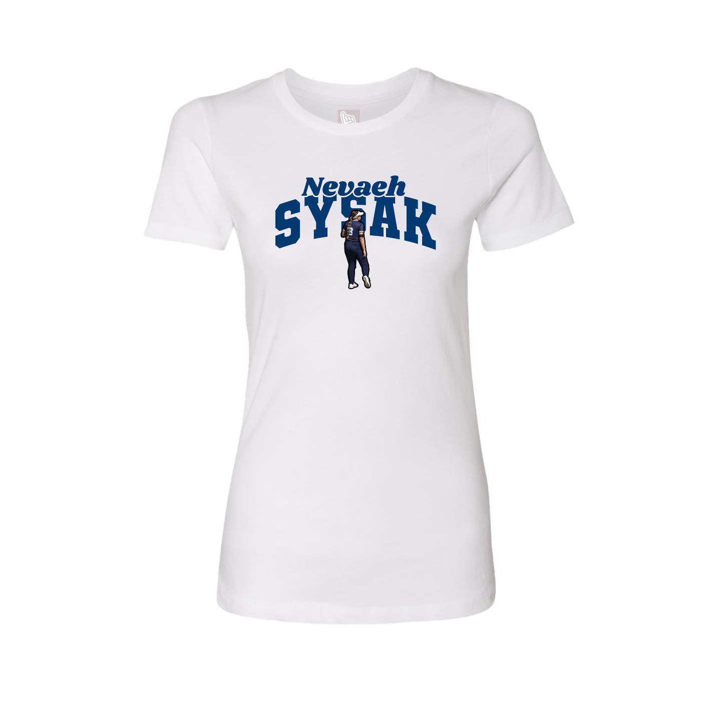 Fitted Women's Tee — Signature Arch in White