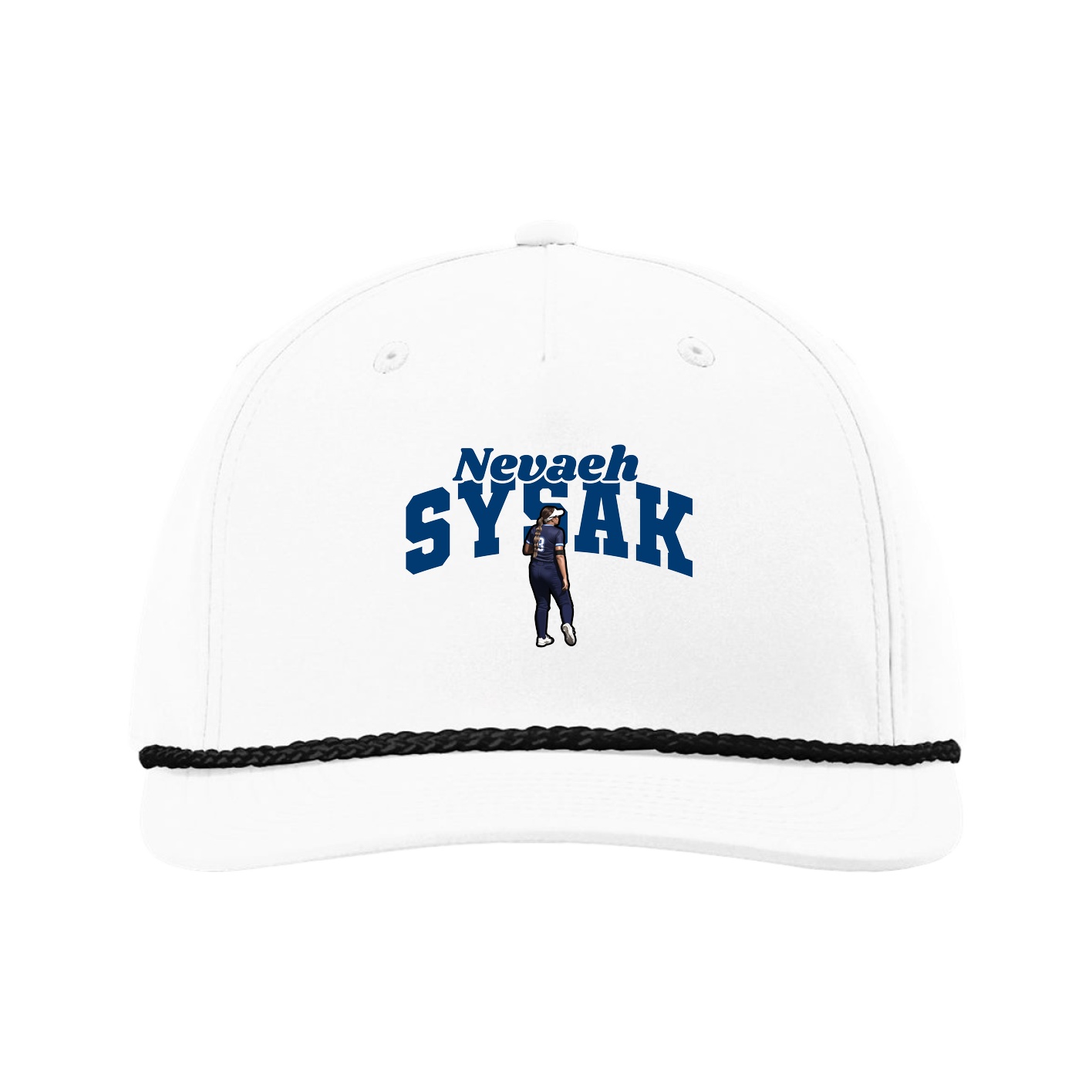 Five-Panel Classic Rope Cap — Signature Arch in White