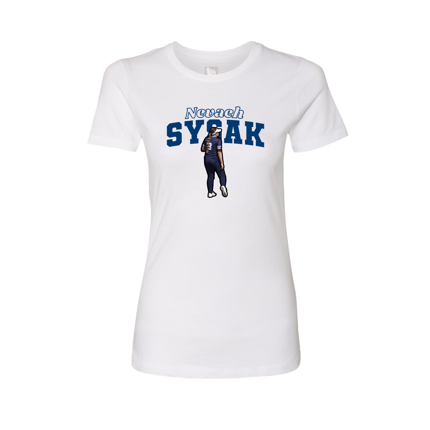 Fitted Women's Tee — Name Arch in White