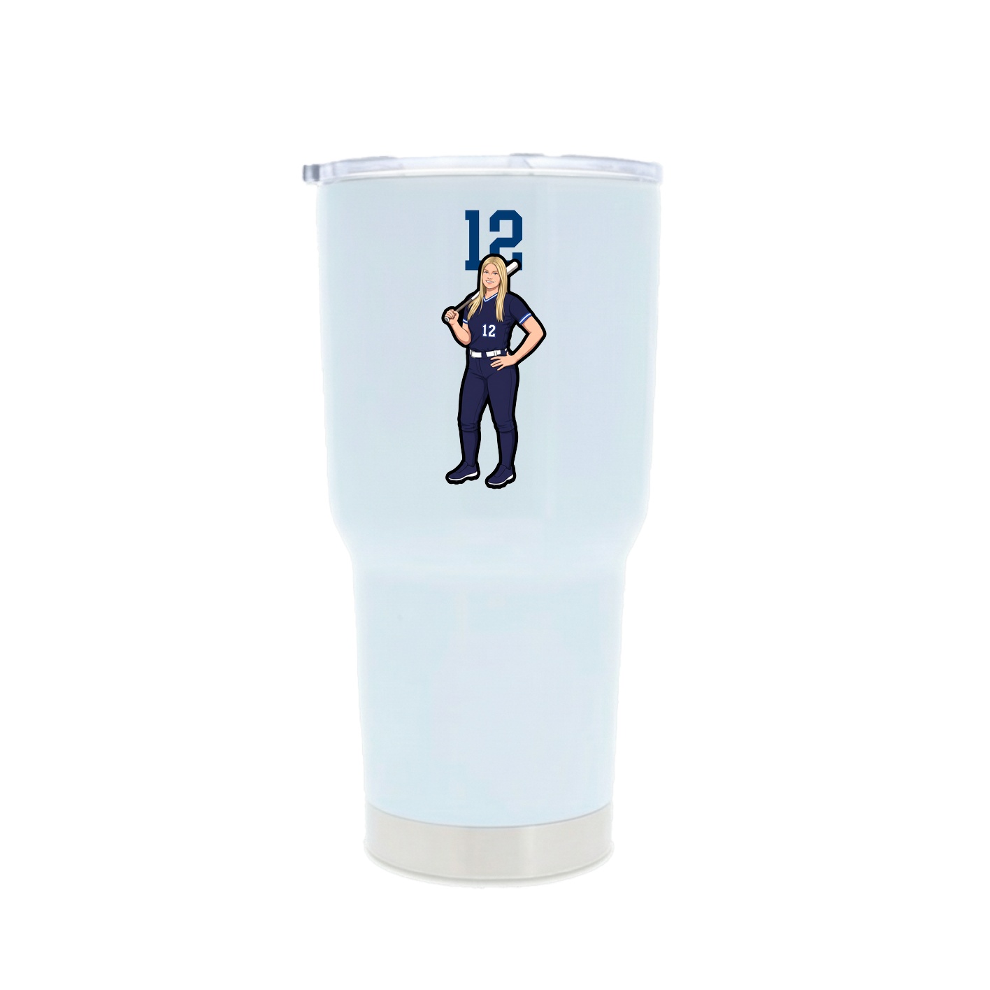 30oz Stainless Steel Tumbler — Number Top in White