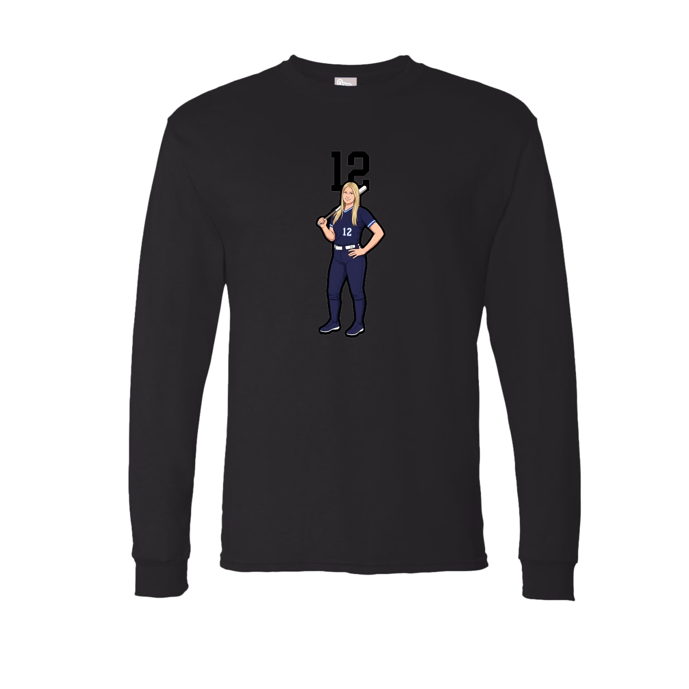 Long Sleeve Tee — Number Top in Black