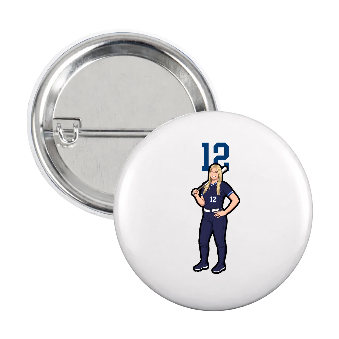 Game Day Button — Number Top in White