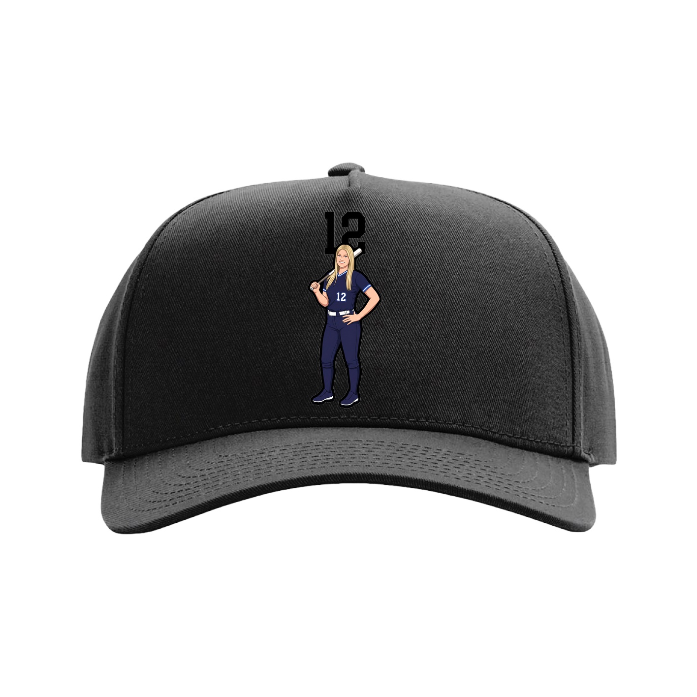 Full Fabric Five-Panel Champ Cap — Number Top in Black