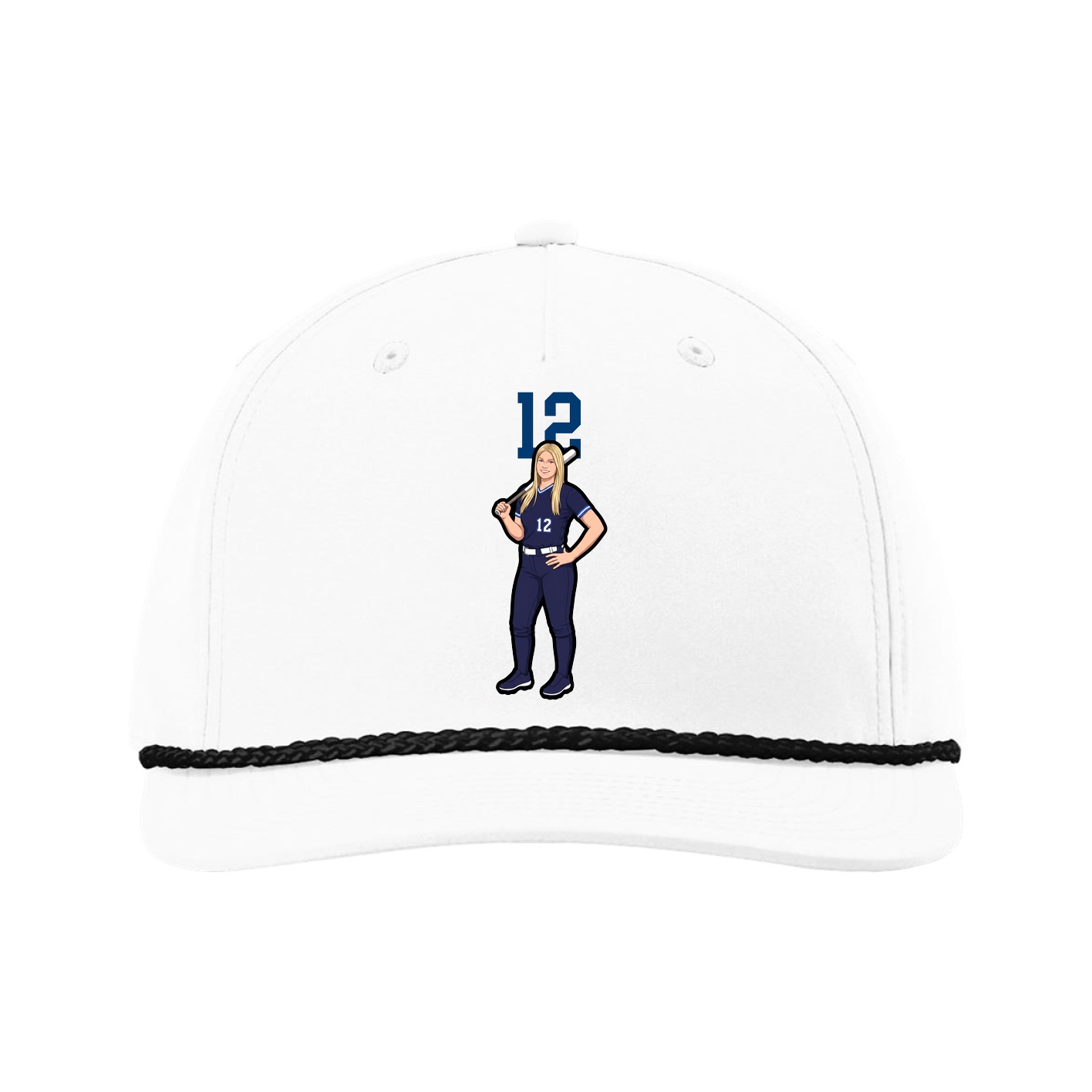Five-Panel Classic Rope Cap — Number Top in White