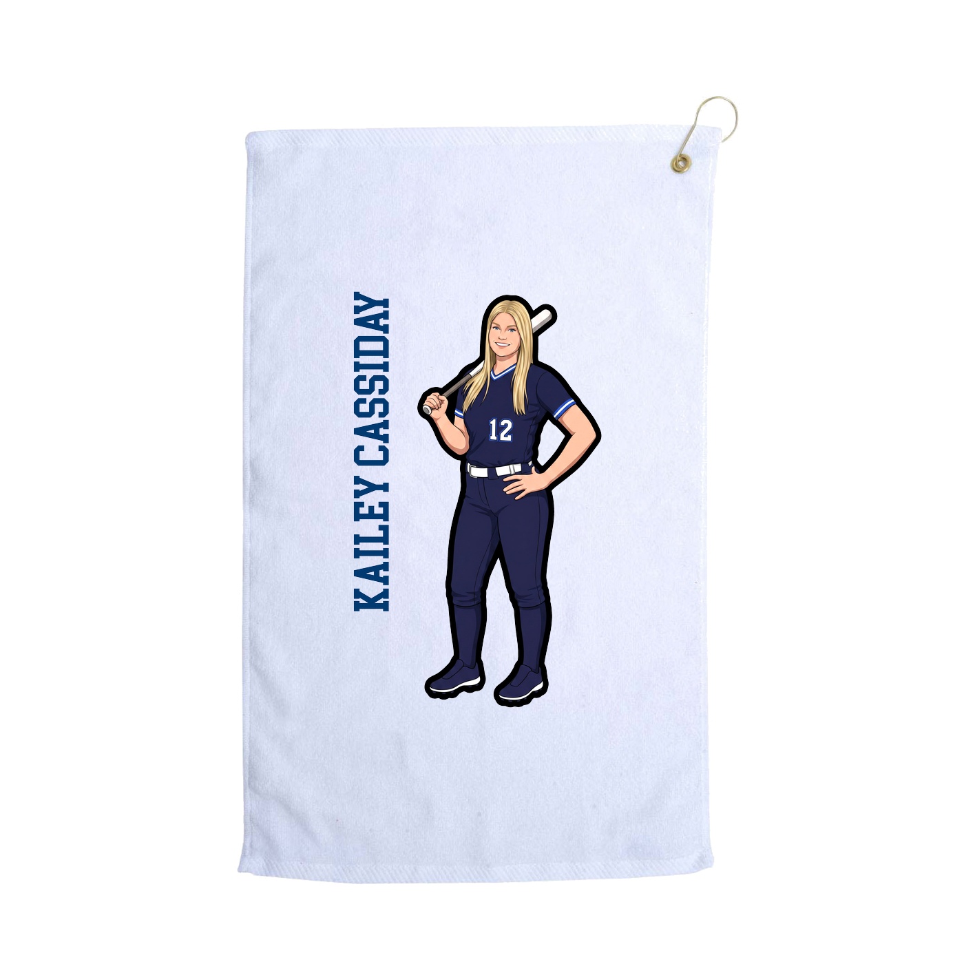 Golf Towel — Name Vertical in White