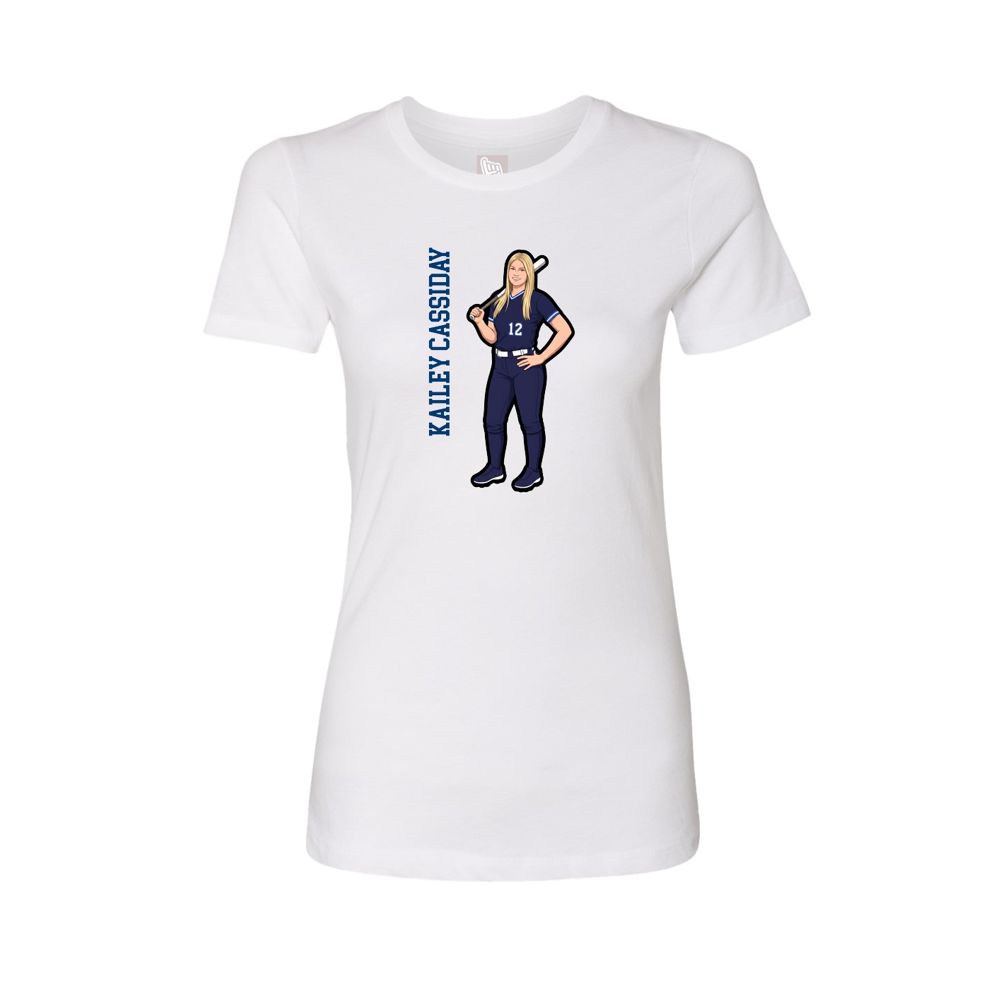 Fitted Women's Tee — Name Vertical in White