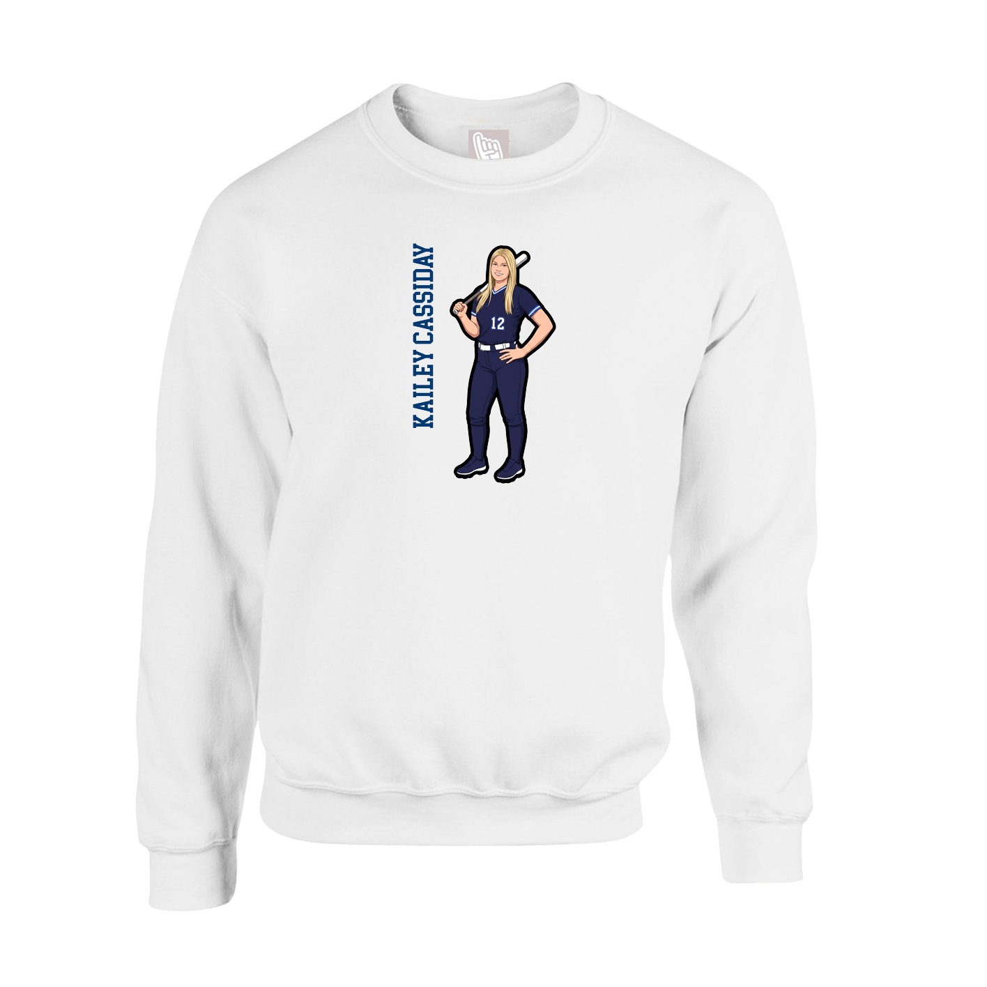 Fleece Crew — Name Vertical in White