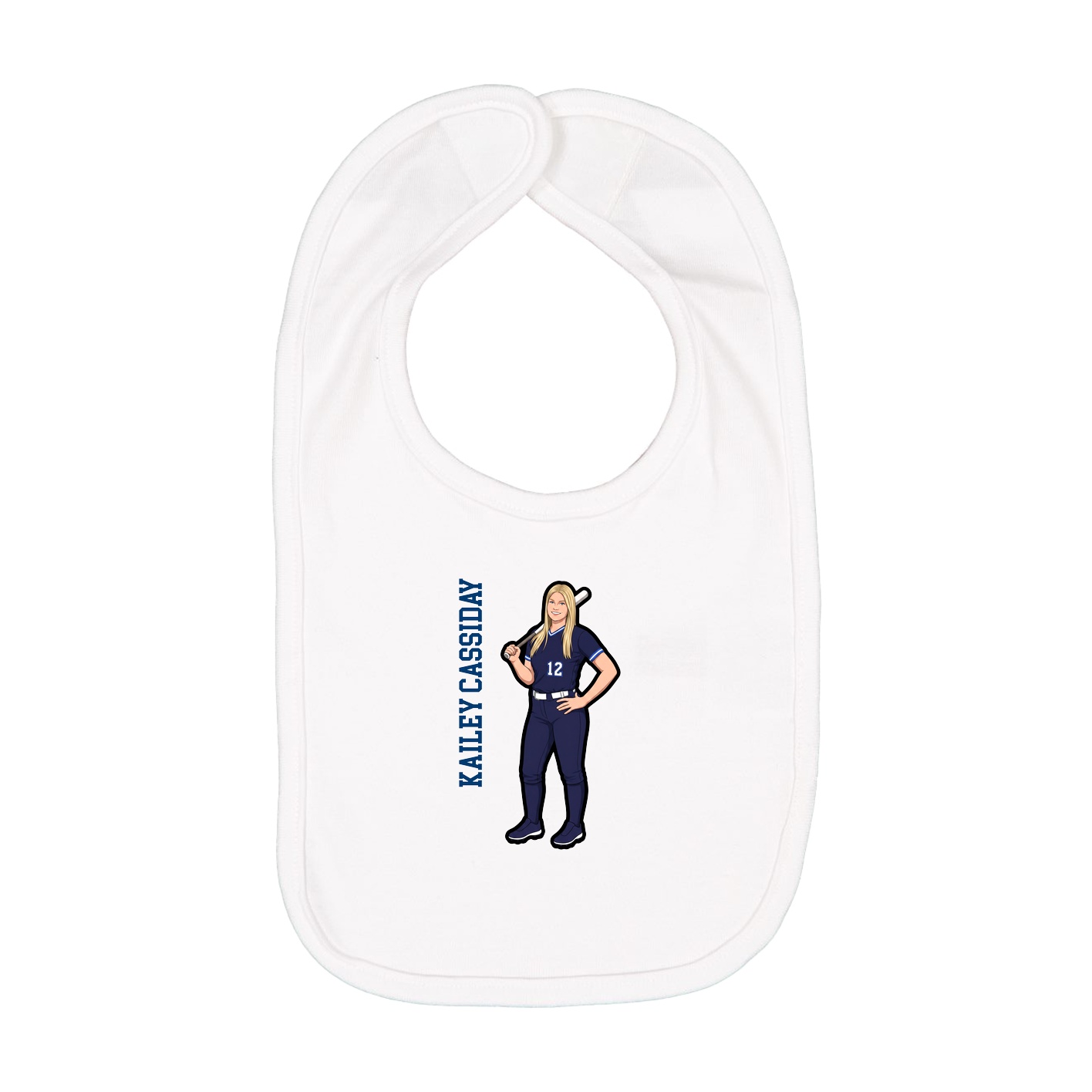 Infant Bib — Name Vertical in White
