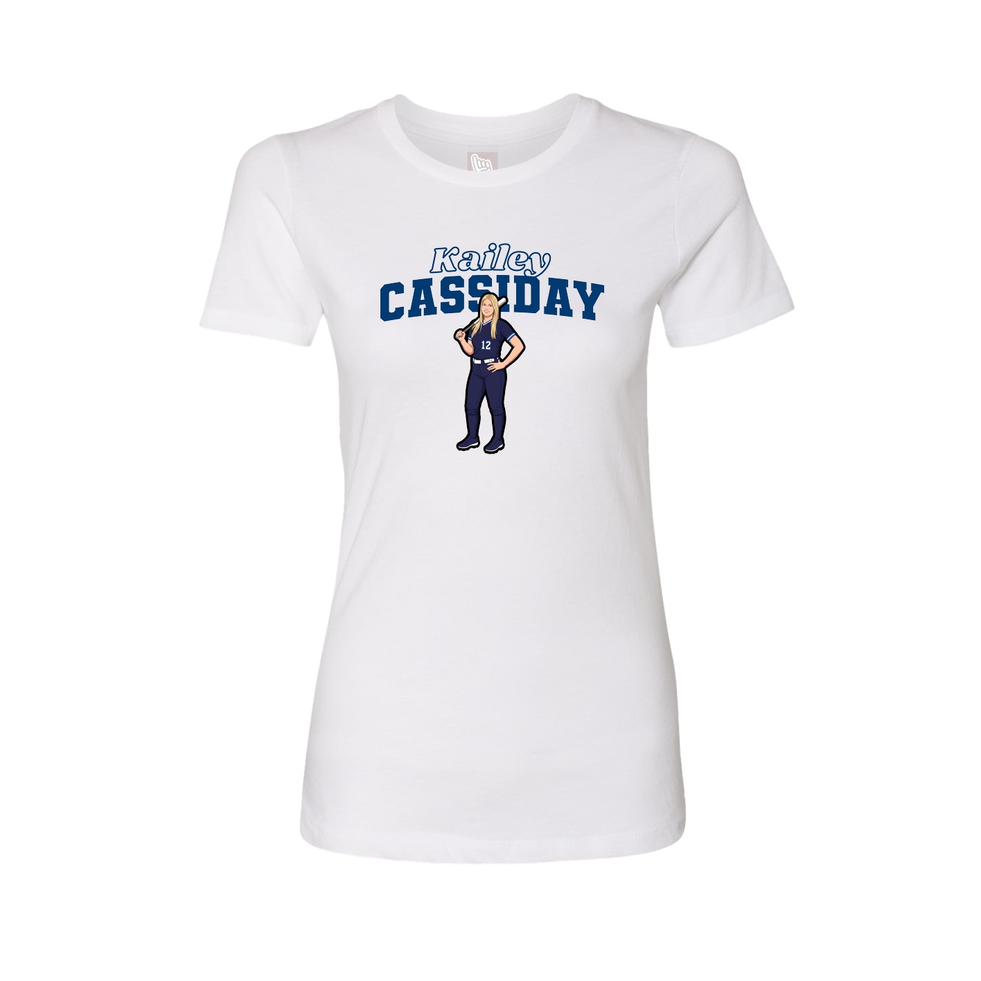 Fitted Women's Tee — Name Arch in White