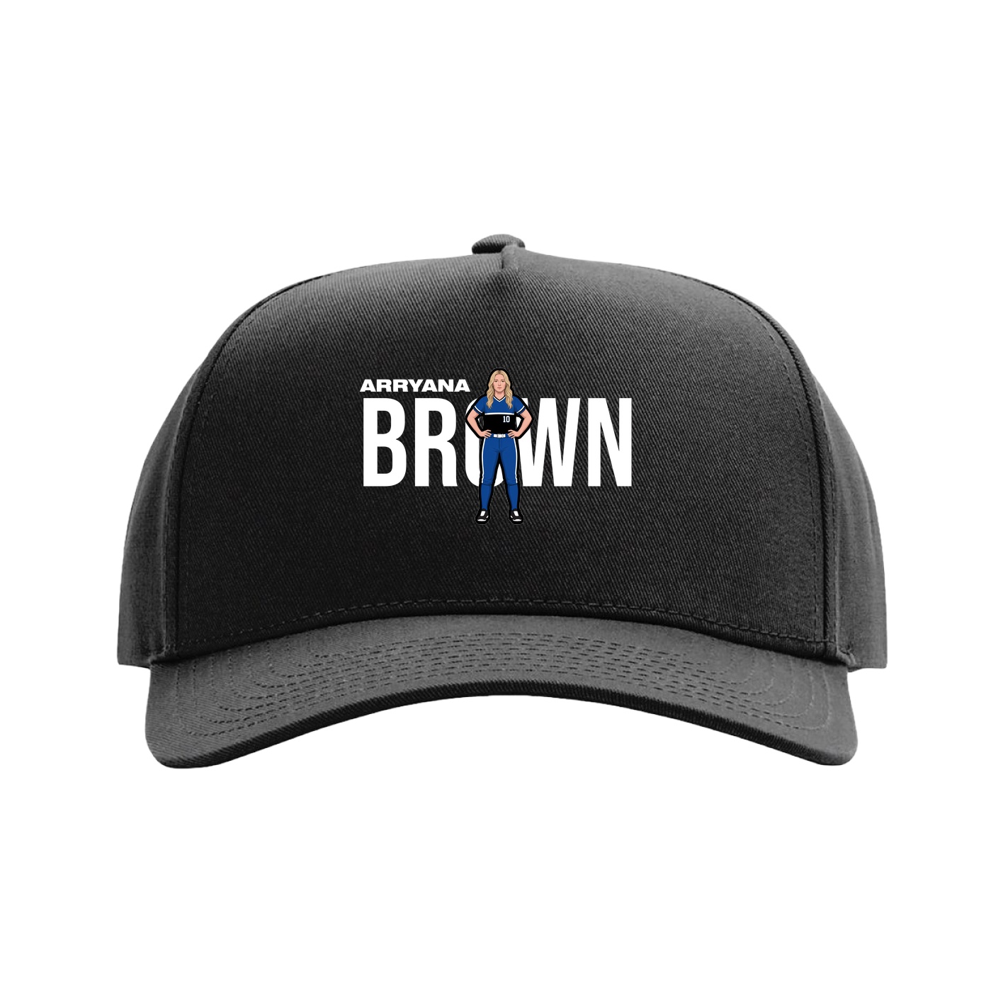 Full Fabric Five-Panel Champ Cap — Player Name in Black