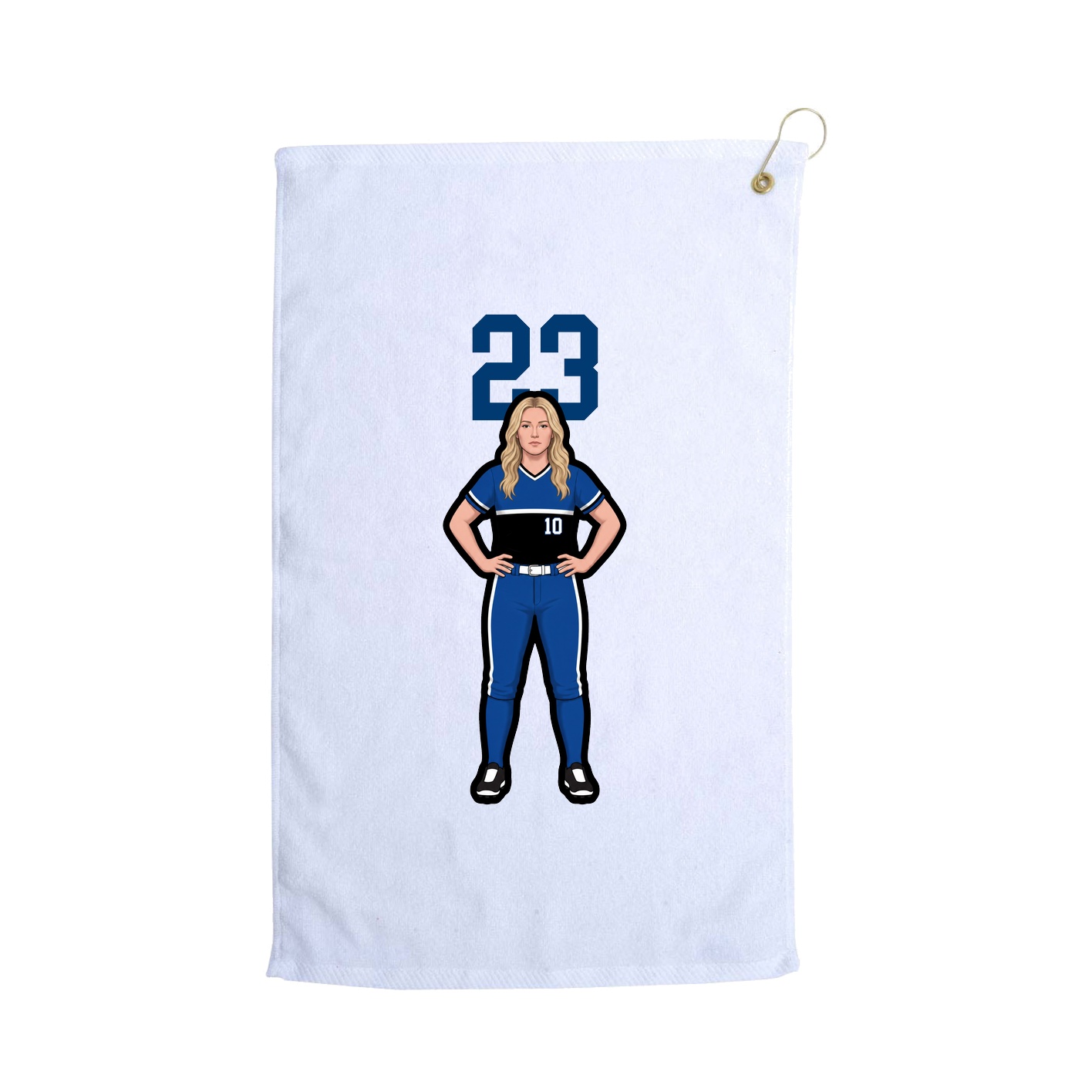 Golf Towel — Number Top in White