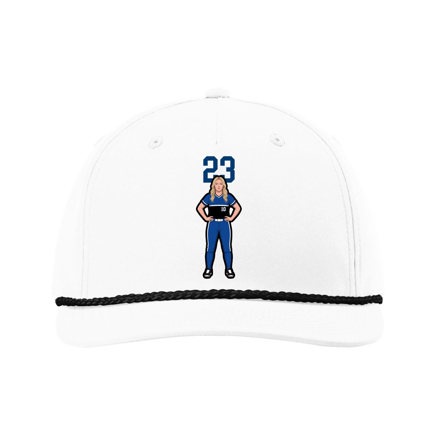 Five-Panel Classic Rope Cap — Number Top in White